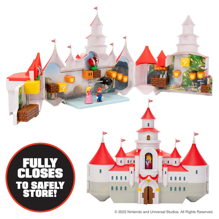 THE SUPER MARIO BROS. MOVIE - Mushroom Kingdom Castle Playset with Mini Mario and Princess Peach Figures (2023)