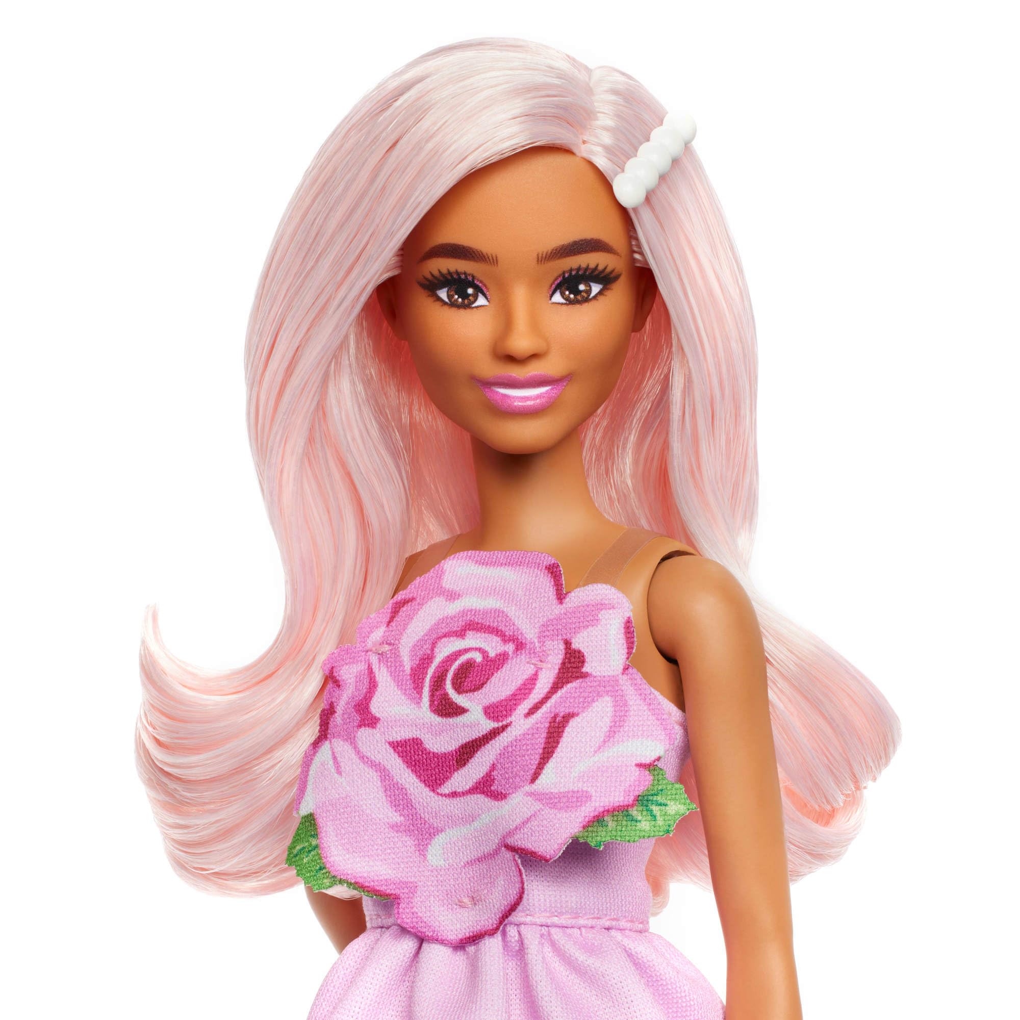 Barbie Fashionistas Doll #238 with Pastel Pink Hair Wearing Strapless Dress | Petite Body Type 3