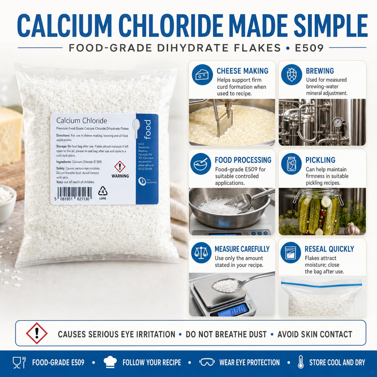 Intralabs Calcium Chloride Dihydrate Flakes - Water Treatment | 1kg