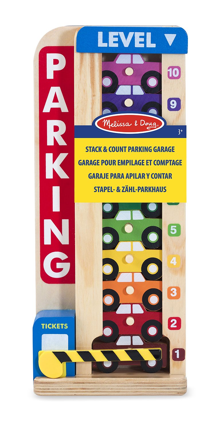 Melissa & Doug Stack & Count Parking Garage - Wooden Vehicle Stacker Toy for Ages 3+ 2