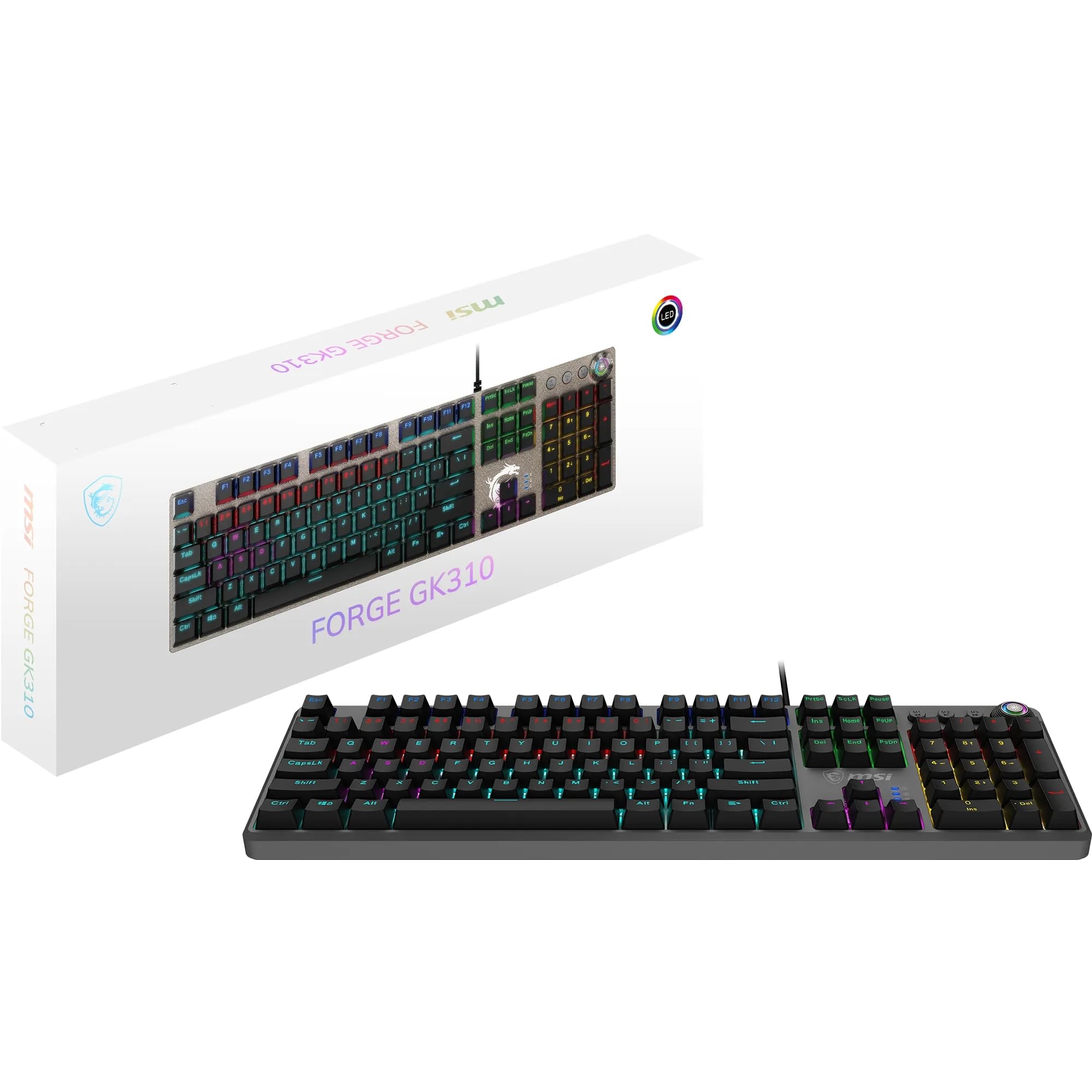 MSI FORGE GK310 Mechanical Gaming Keyboard - Red Switches | Hot-Swappable | RGB Backlighting 1
