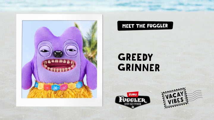 Fuggler Vacay Vibes - Funny Ugly Monster Plush Collectible Toy (Greedy Grinner - Purple)