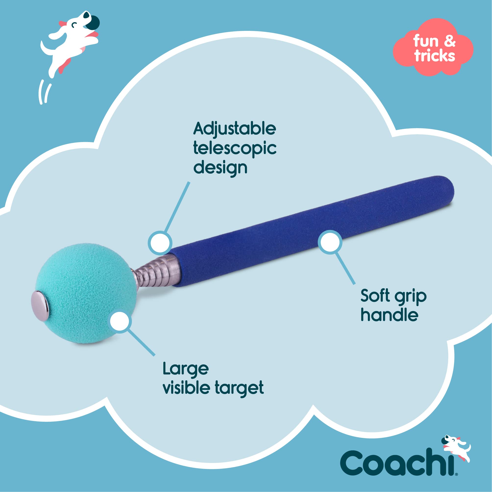 Coachi Telescopic Target Stick for Clicker & Agility Training | Navy/Light Blue | Extends to 70cm 3