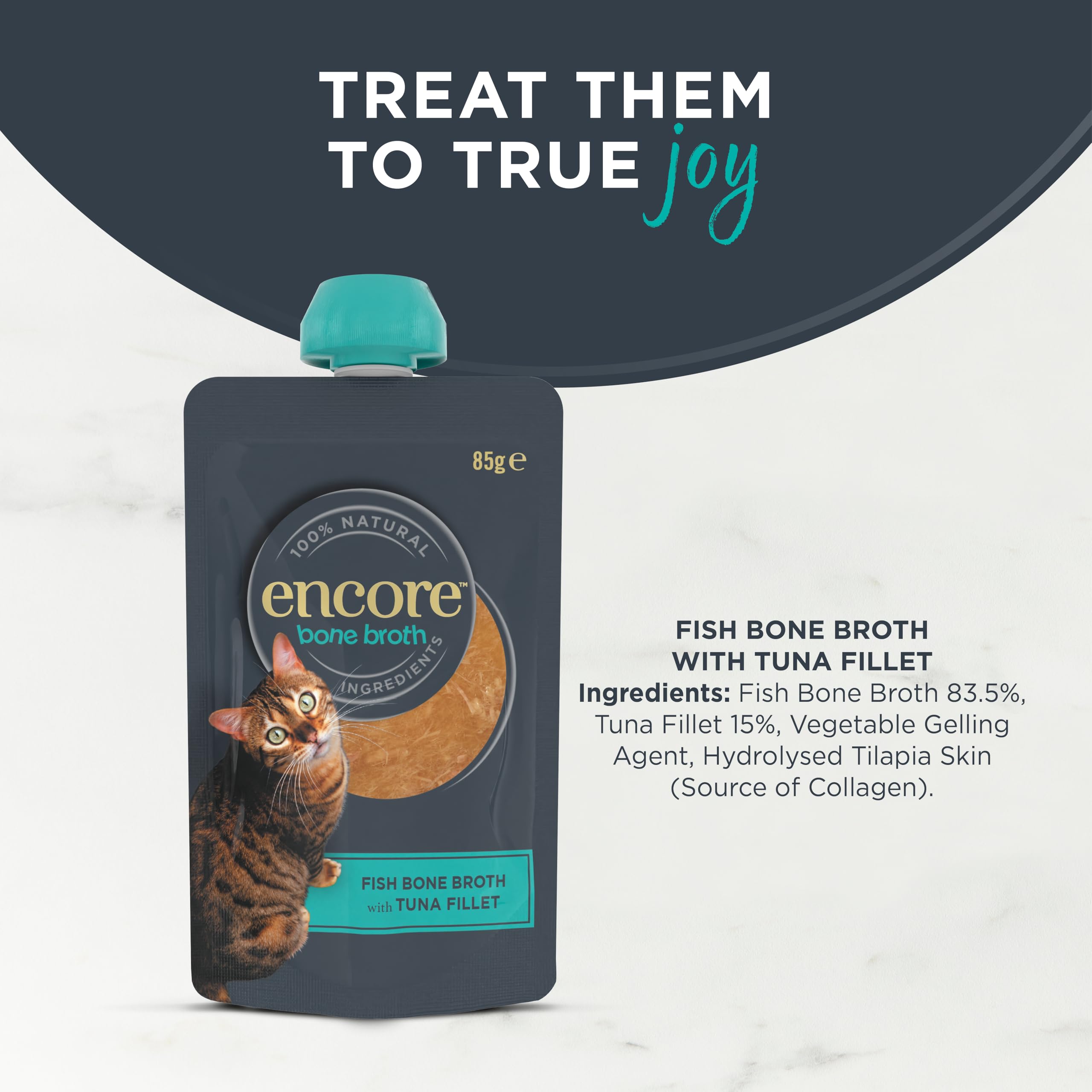 Encore Cat Hip & Joint Soup with Tuna Fillet - 8 x 85g Pouches | Collagen Rich | All Life Stages