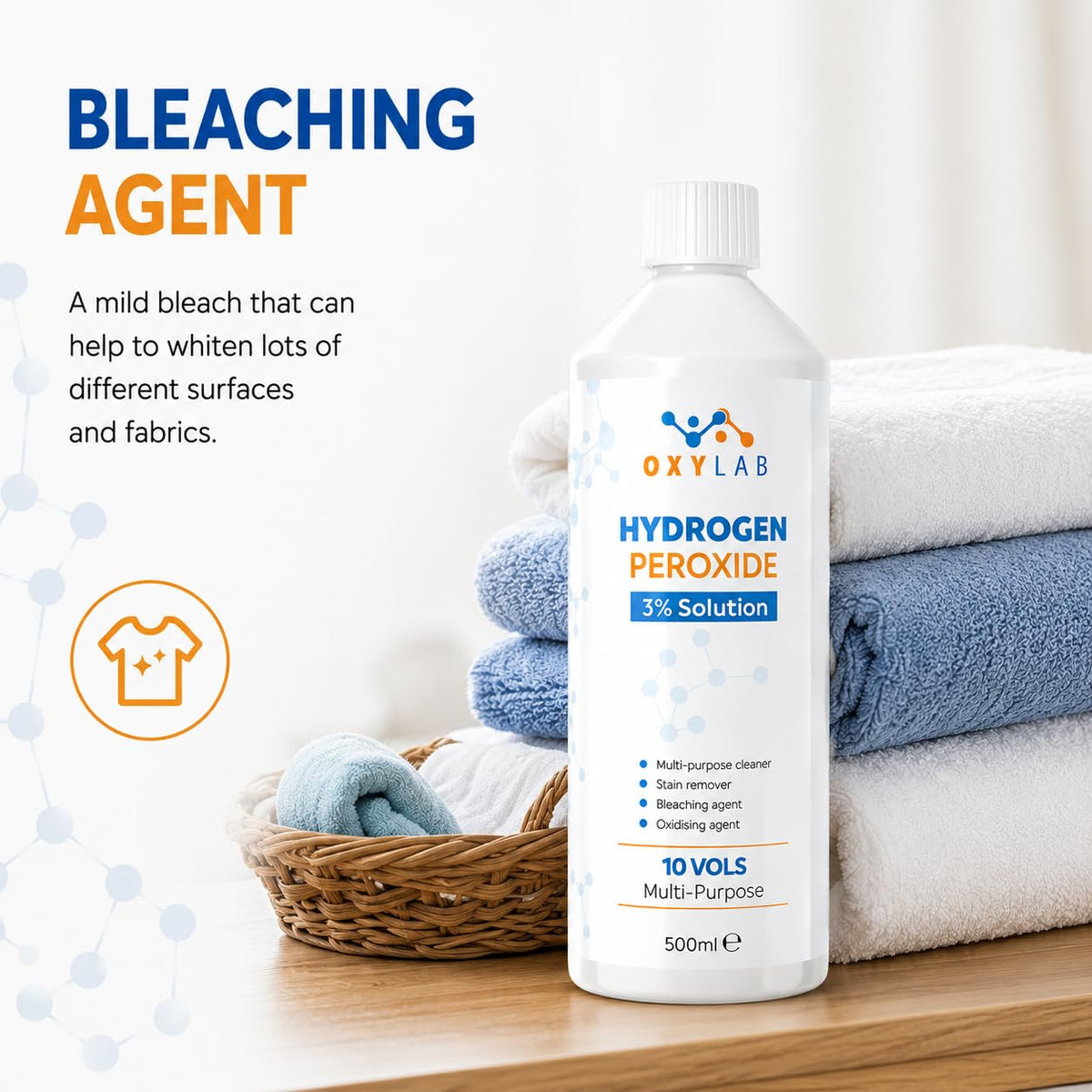 OxyLAB Hydrogen Peroxide 3% Solution - Multi-Purpose Cleaner & Stain Remover | 500ml | Made in UK 5