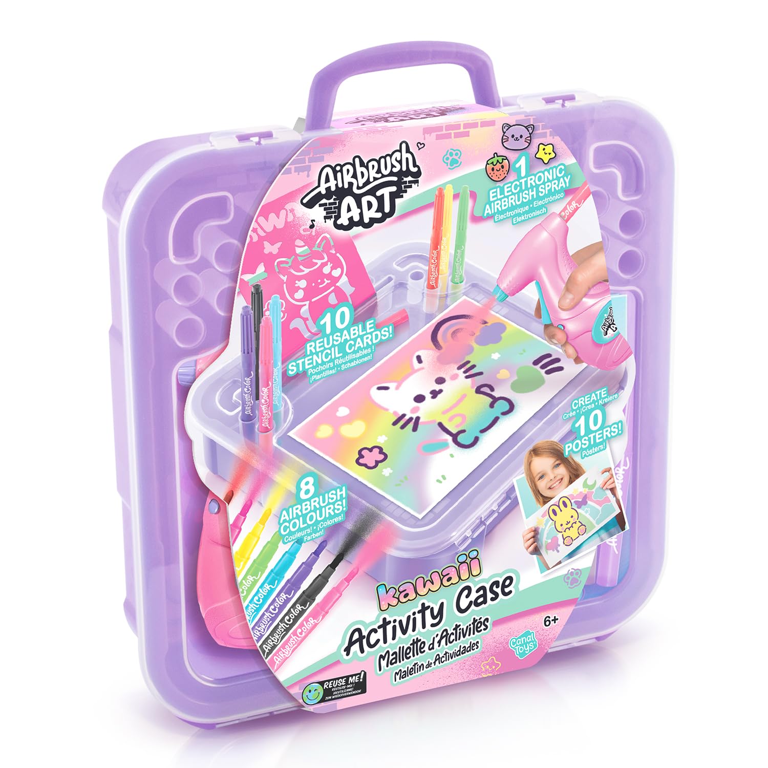 Canal Toys Airbrush Art Activity Case - Electronic Spray & 10 Stencils | Ages 6+