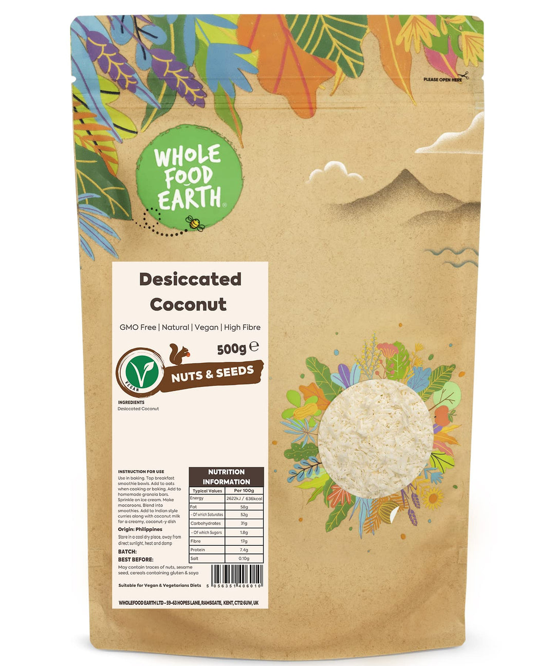 Wholefood Earth - Desiccated Coconut (500 g)