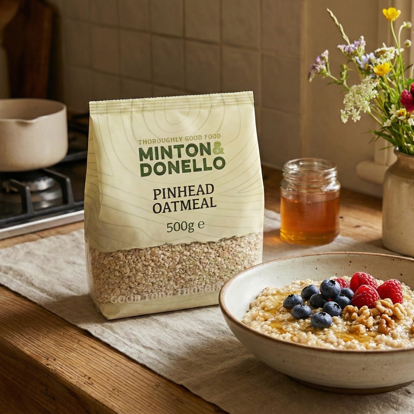 Minton & Donello Pinhead Oatmeal - Traditional Porridge & Baking Ingredient | 500g 3