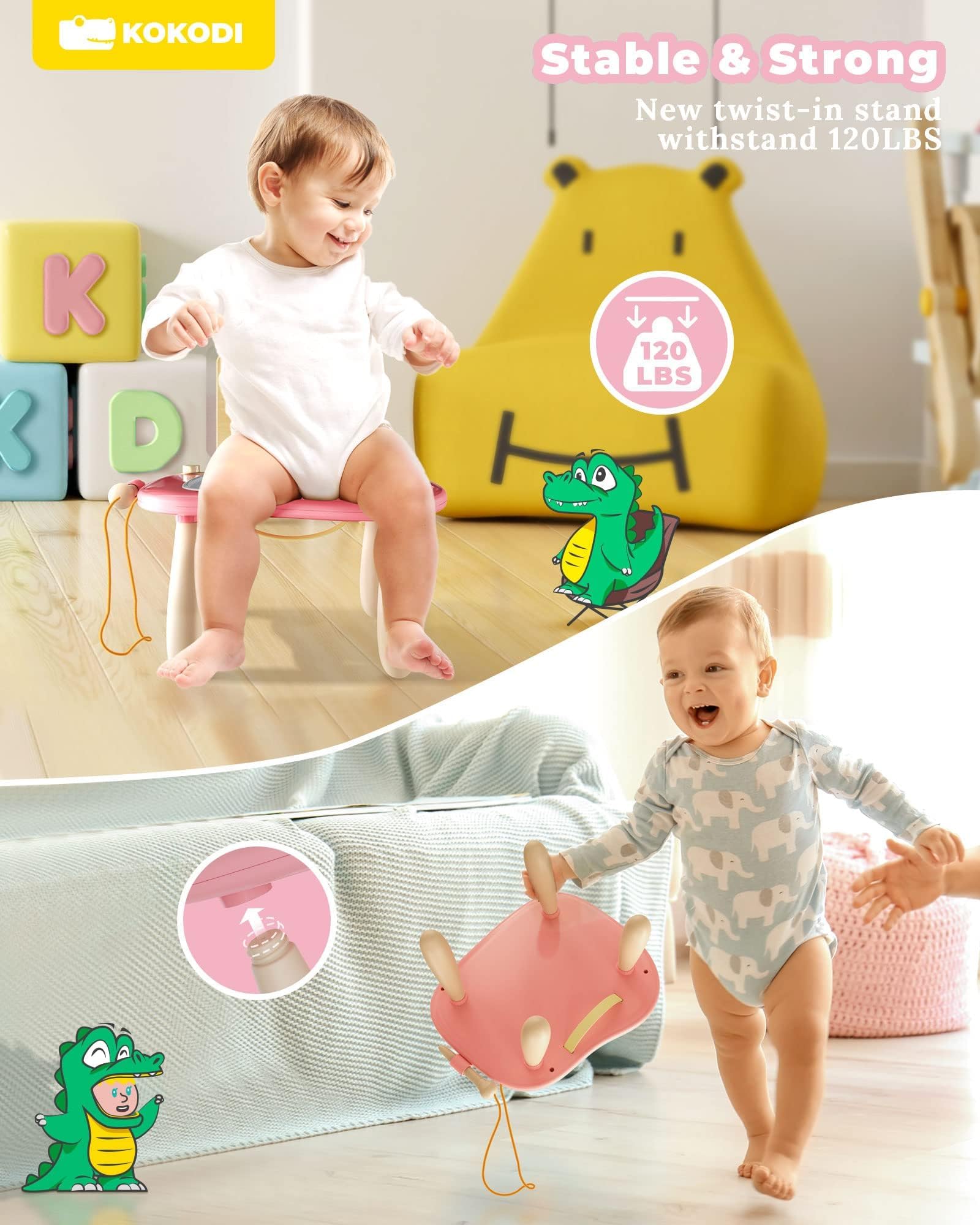 KOKODI Magnetic Drawing Board - 4 Color Zones | Adjustable Legs | Ages 1-3 5