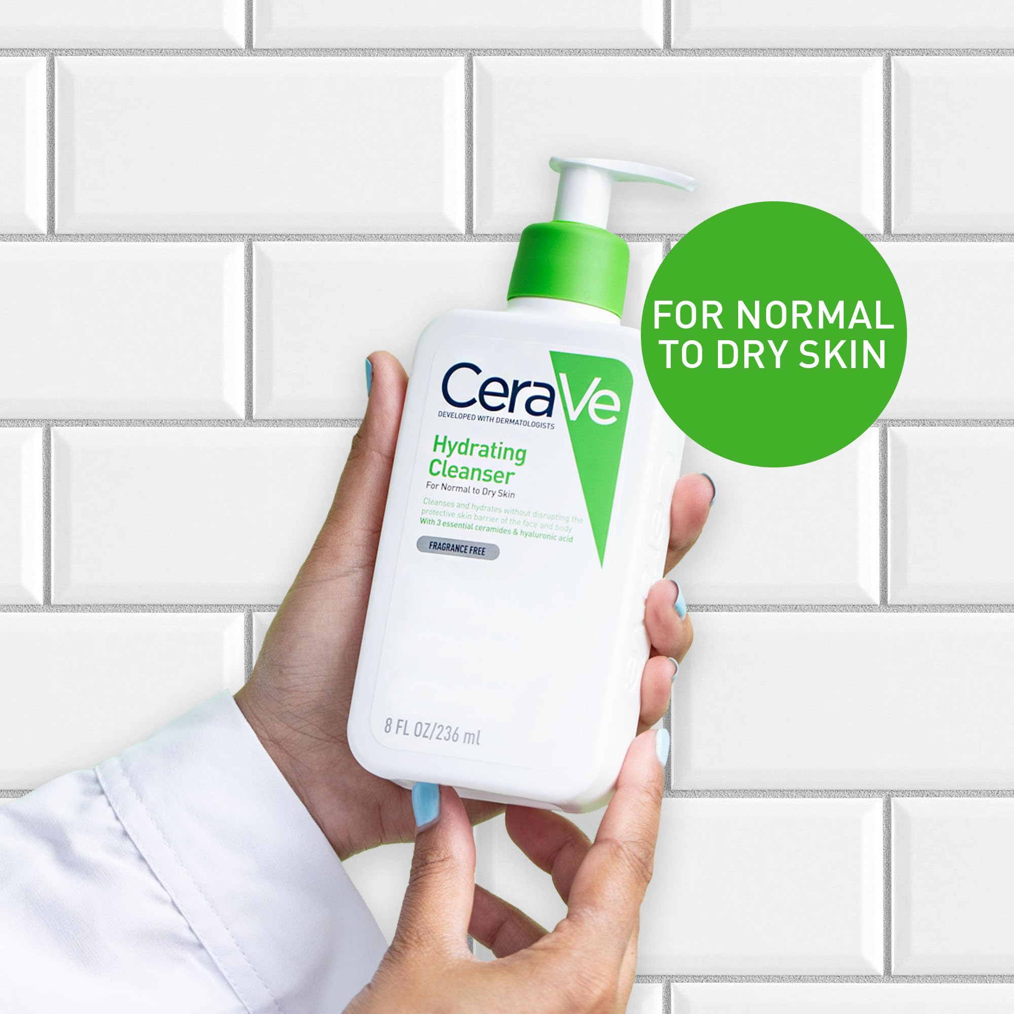 CeraVe Hydrating Cleanser for Face & Body (473 ml) - Fragrance-Free, Non-Foaming Gel with Ceramides & Hyaluronic Acid 3