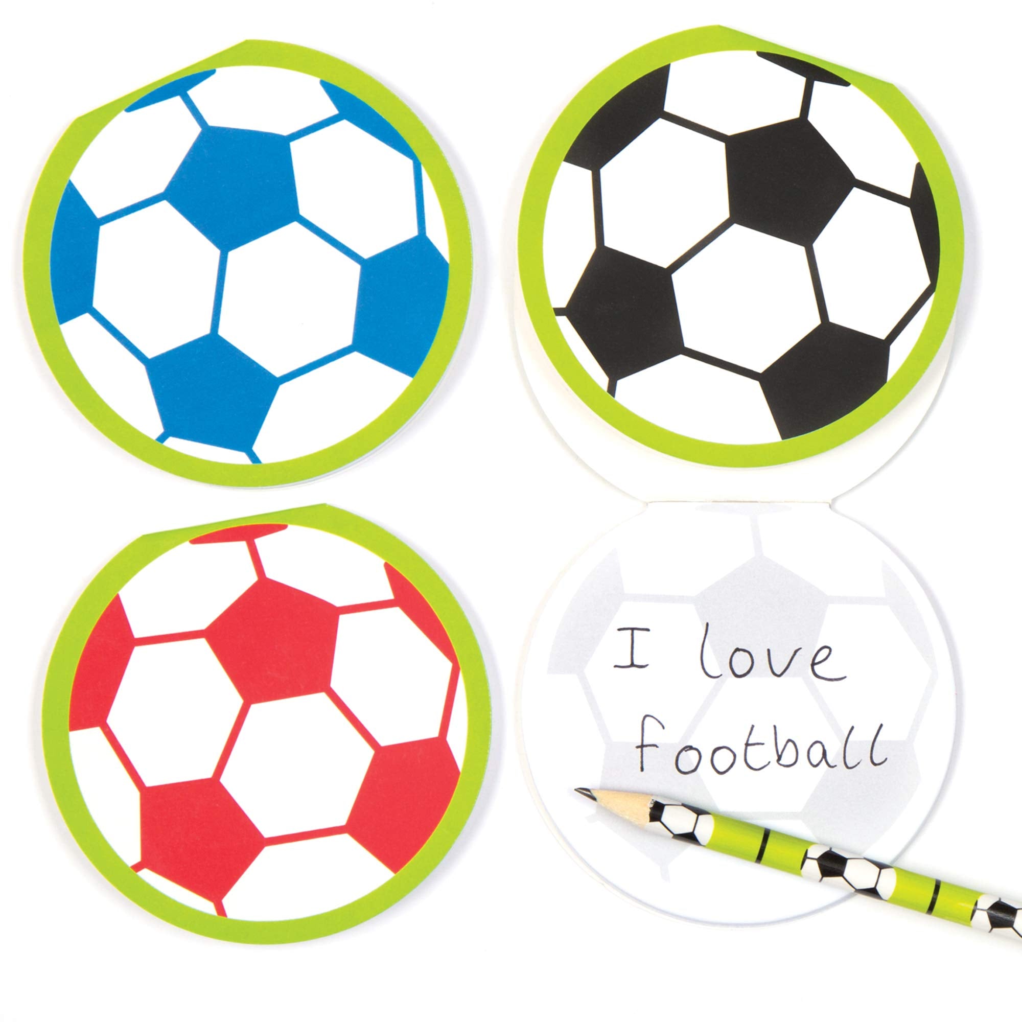 Baker Ross Football Memo Pads - Pack of 6 | Kids Party Favours | Drawing & Writing Pads