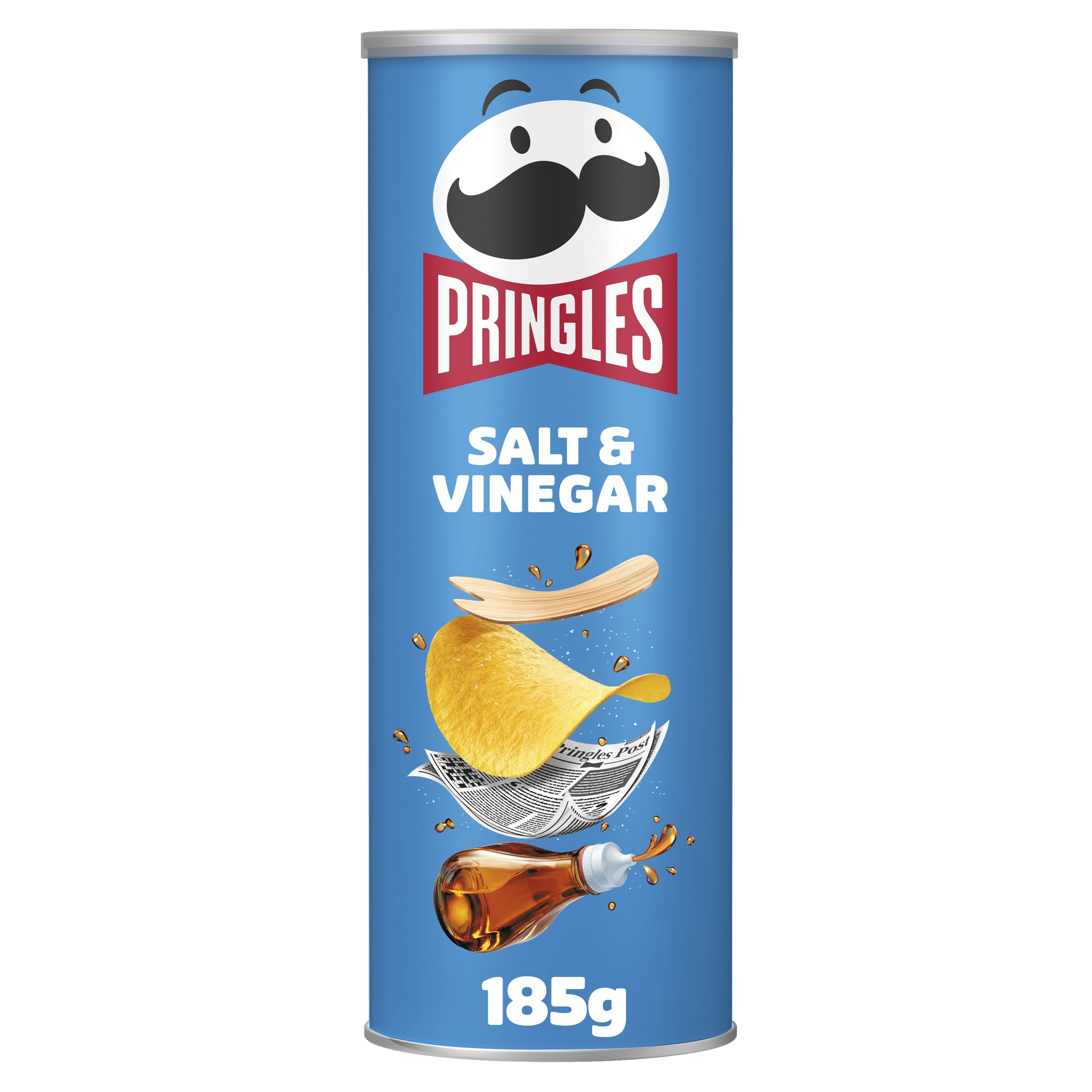 Pringles Salt & Vinegar Crisps - Bold Flavor | Resealable Tin | 185g