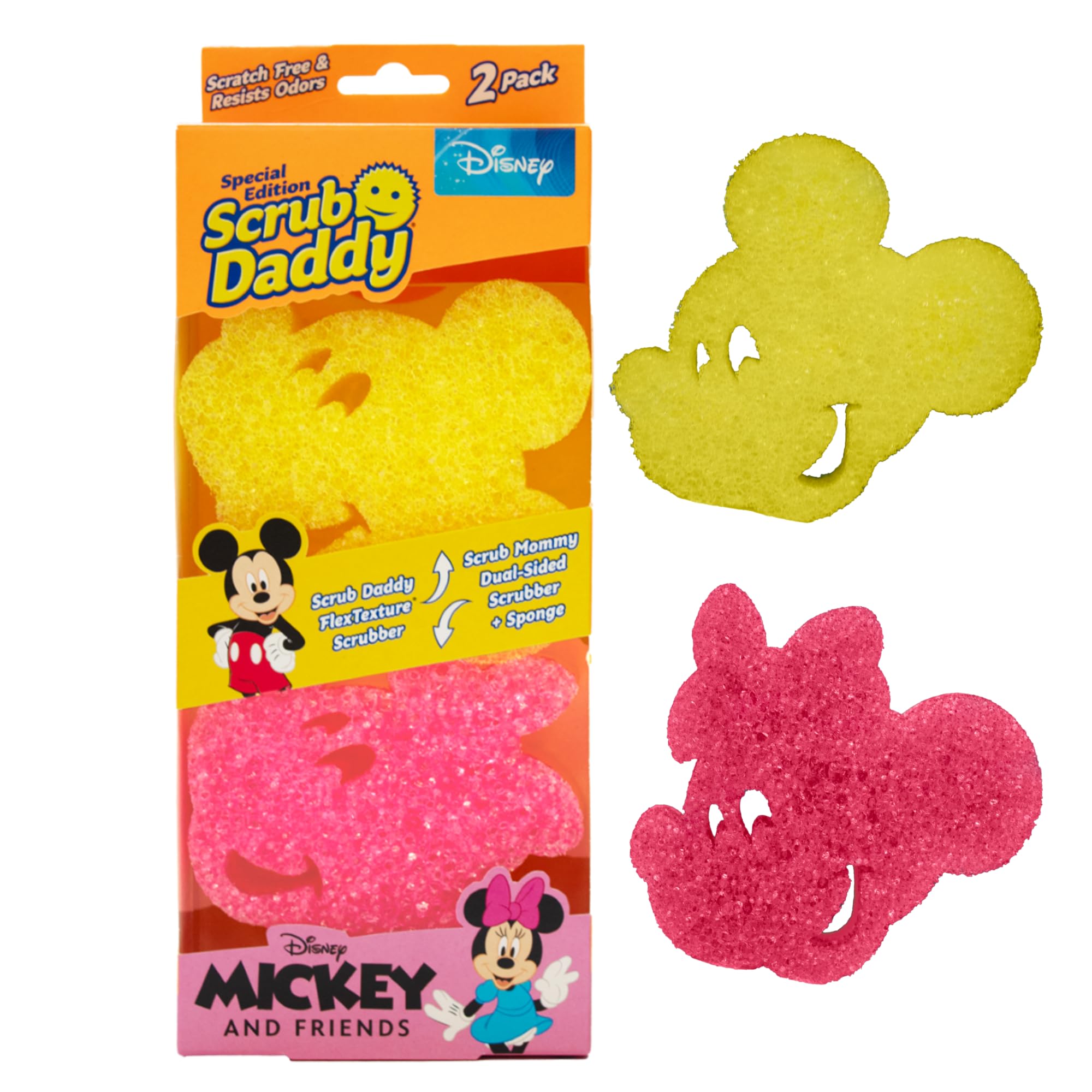 Scrub Daddy Disney Mickey Mouse & Minnie Mouse Dish Sponge Twin Pack - Smile 1