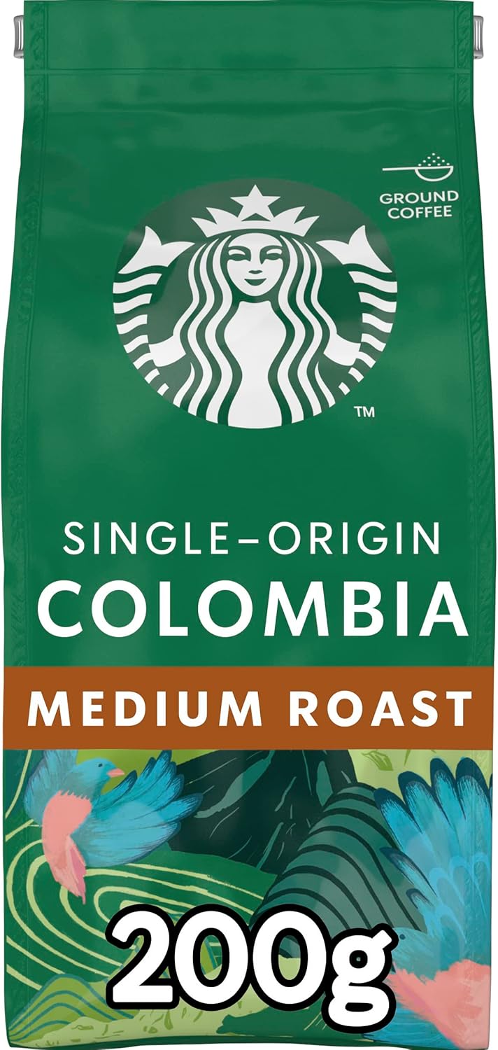 STARBUCKS Single-Origin Colombia Medium Roast Ground Coffee 200g (Pack of 6)