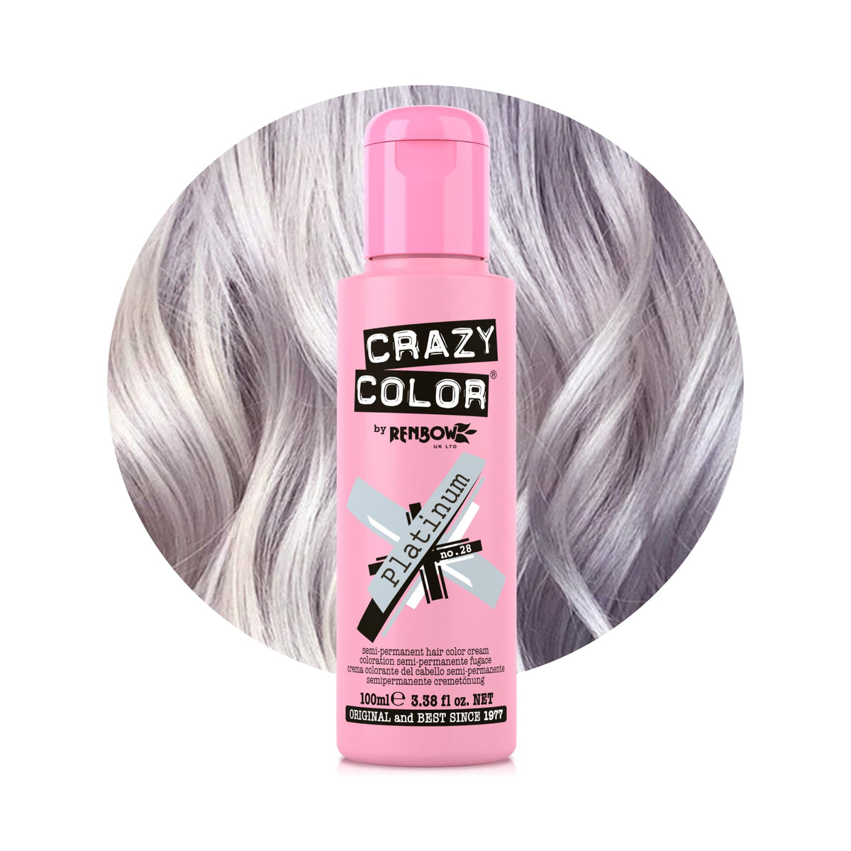 Crazy Color Platinum Semi-Permanent Hair Dye - 100ml | Vegan Formula | Conditioning