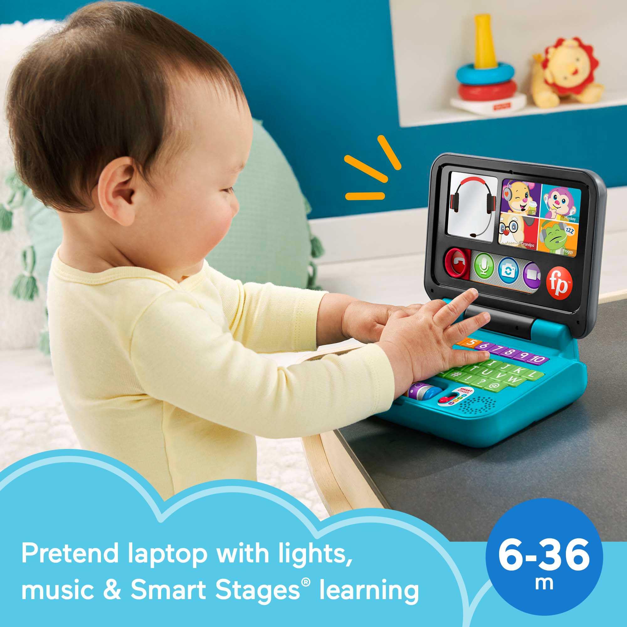 Fisher-Price Laugh & Learn Let's Connect Laptop - UK English Edition | Ages 6-36 Months | 55+ Songs & Phrases 3