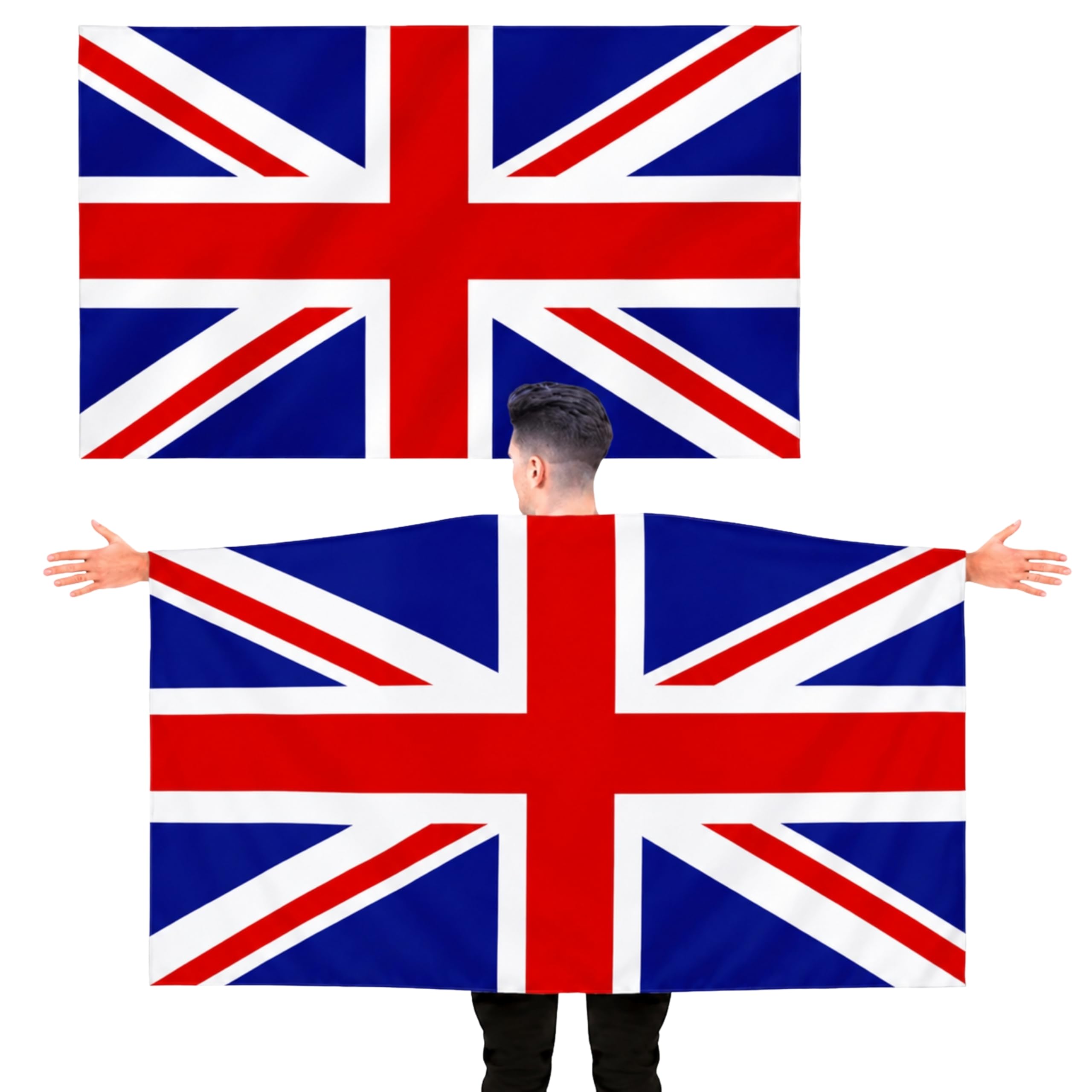 SHATCHI Union Jack Flag 5ft x 3ft with Sleeve | Wearable Cape Design | Fade Resistant Polyester 1