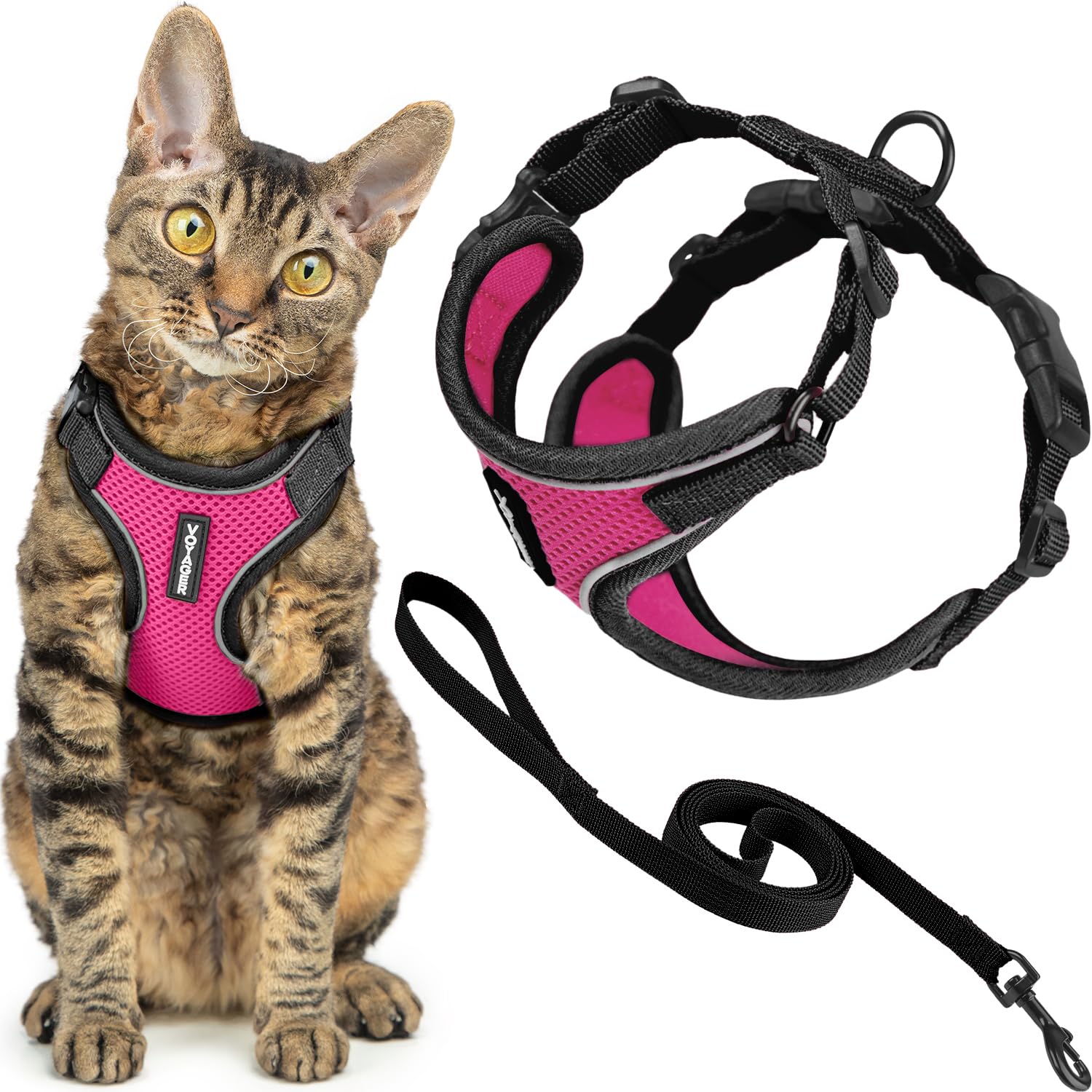 Best Pet Supplies Voyager Escape Proof Cat Harness and Leash Set - XXS, Fuchsia