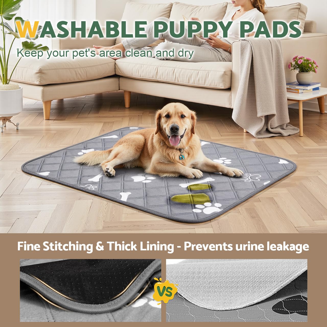 Gimars Reusable Training Pads - 100×70 cm, 2 Pack, Super Absorbent, Washable 5