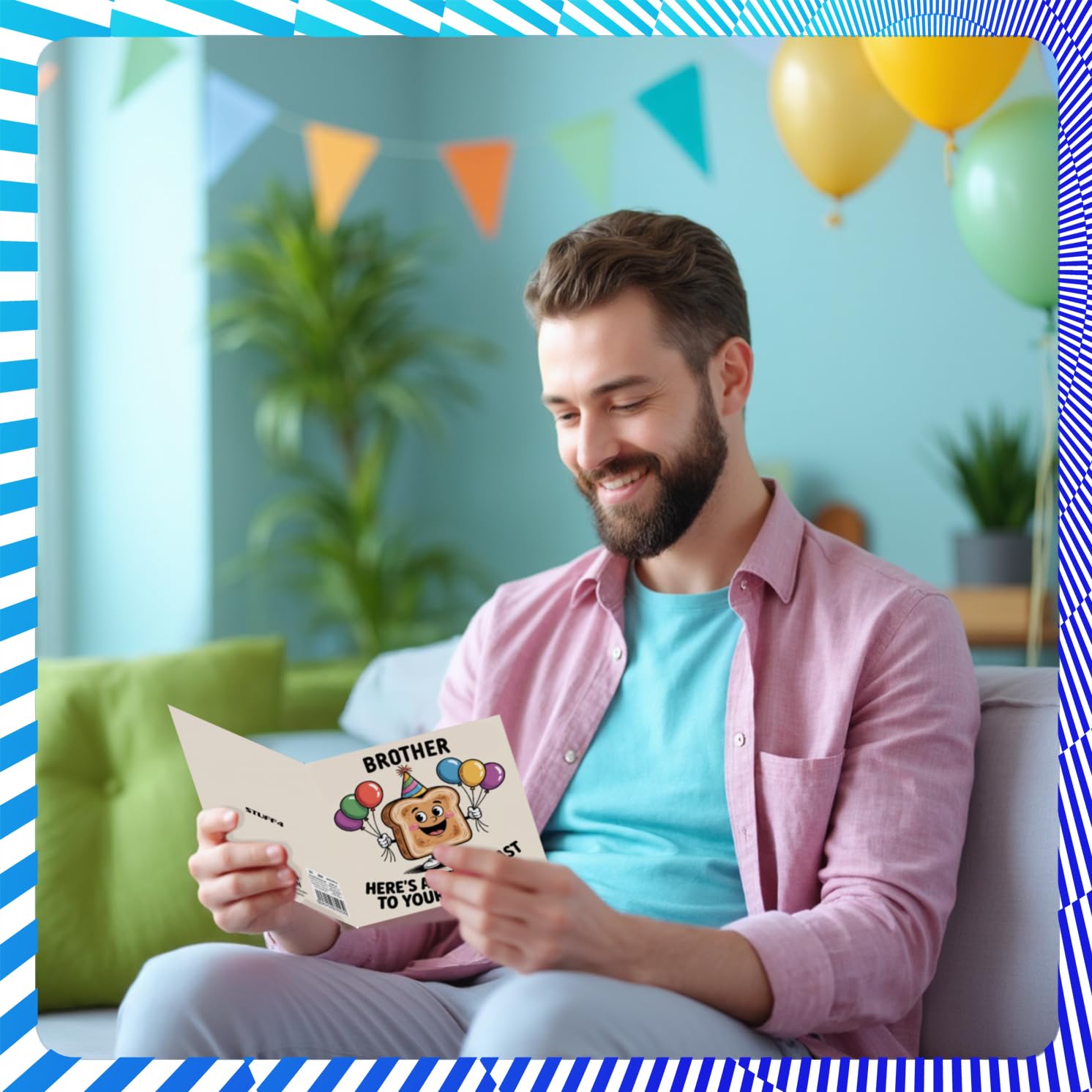 Stuff4 Brother Birthday Card - A Little Toast To You | 145mm x 145mm | Uncoated Interior 7