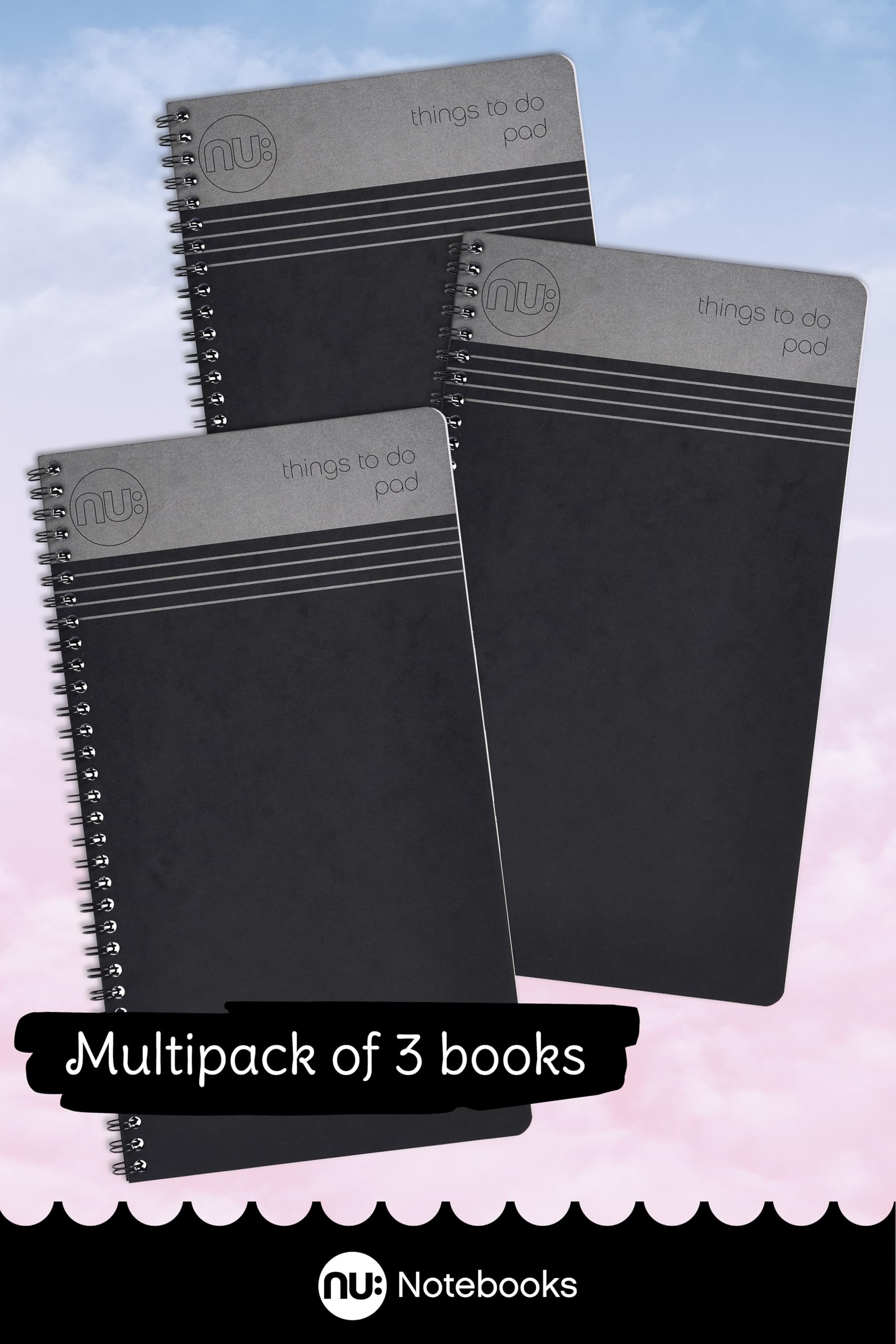 nu: Craze Things to Do Pad Wirebound Notebook - To Do List Ruling, FSC Paper, Pack of 3 4