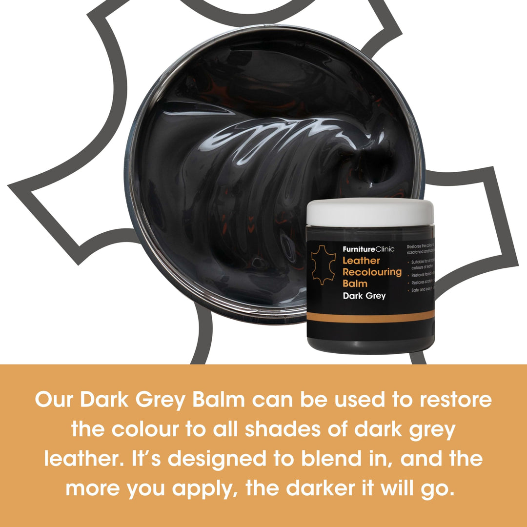 Furniture Clinic Leather Recolouring Balm - Dark Grey for Sofas, Car Seats, Shoes & Clothing