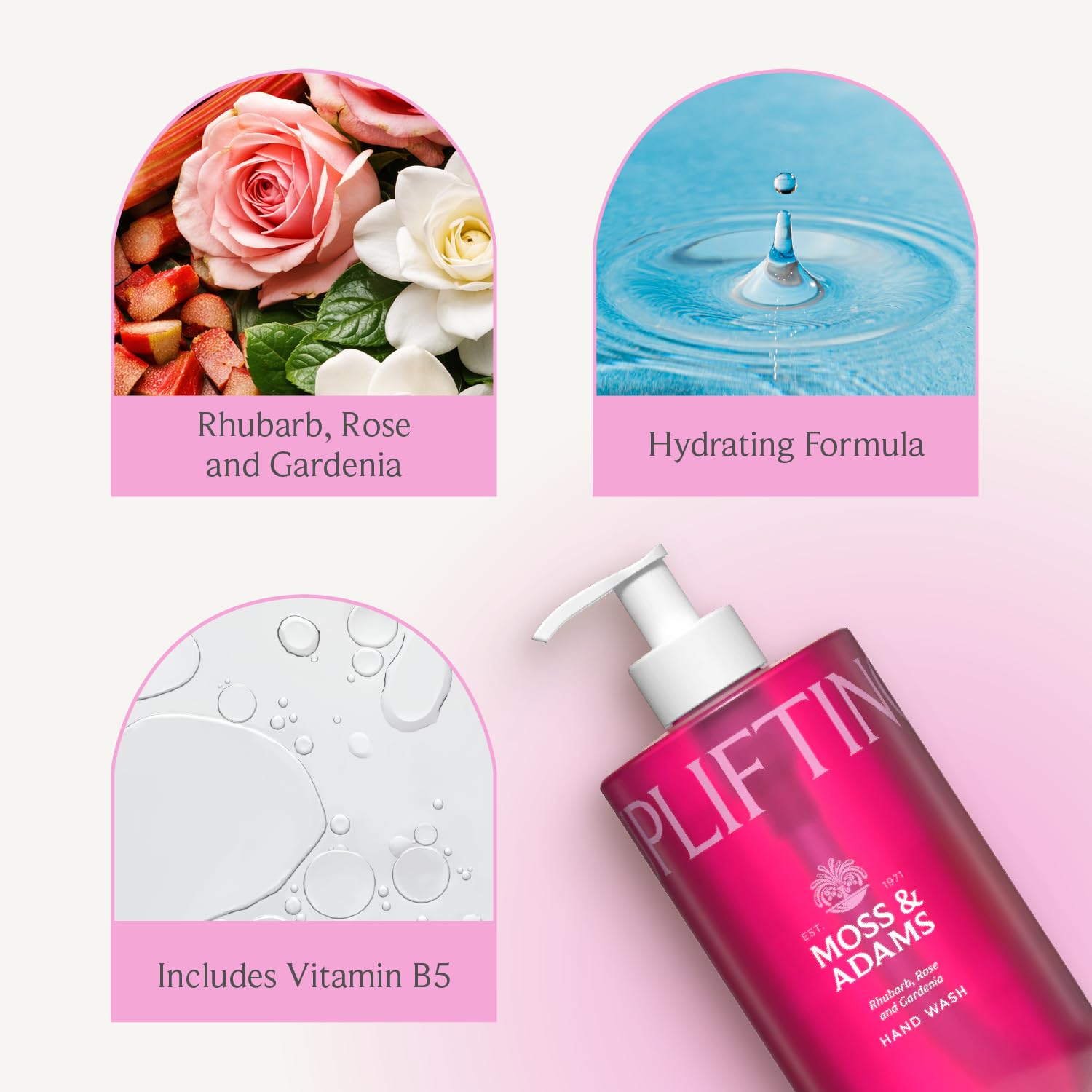 Moss & Adam Uplifting Hand Wash - Hydrating Formula with Vitamin B5 | Pack of 3, 400 ml Each