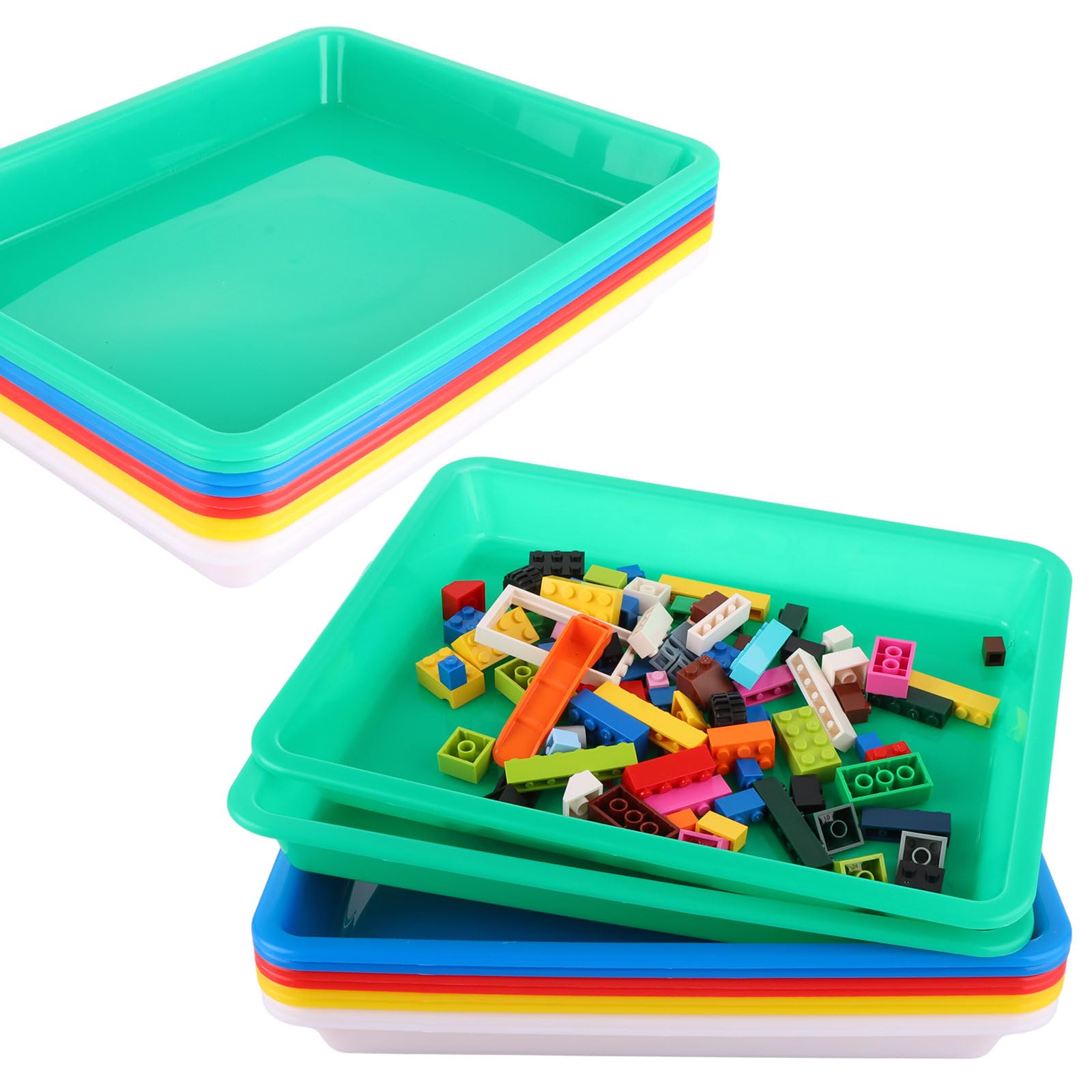 ASelected 10 Pcs Plastic Art Trays - 28x21x3cm | PP Plastic | 5 Assorted Colors 1