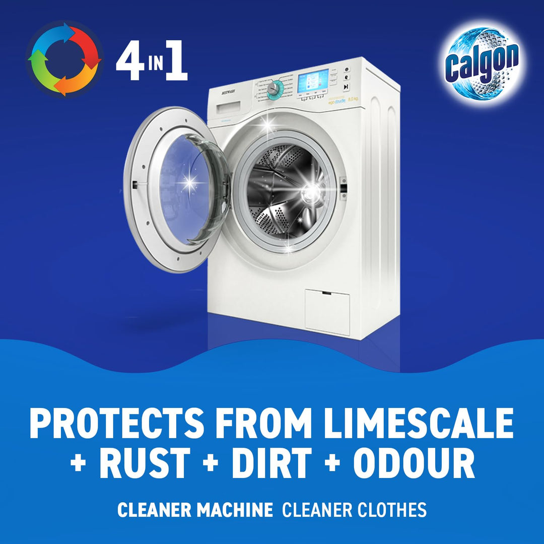 Calgon - 4-in-1 Washing Machine Cleaner and Water Softener Tablets, 45 Tablets