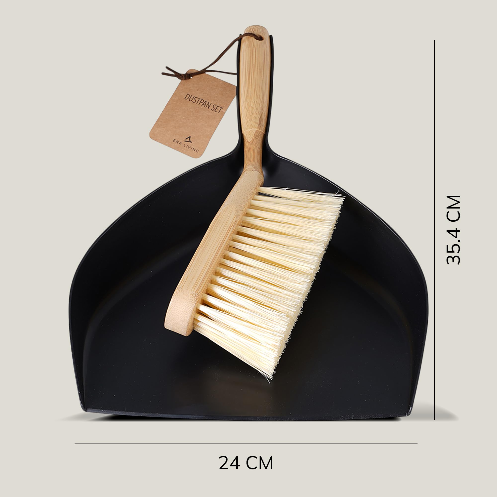 ENA Living Bamboo Dustpan & Brush Set - Eco-Labelled | Durable & User Friendly 5
