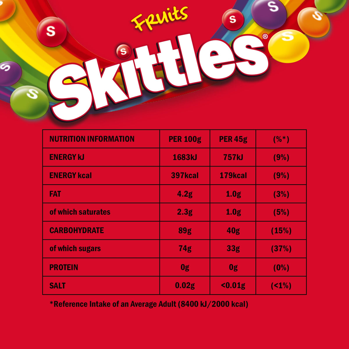 M&M's Skittles Fruit Sweets Pouch - 136 g