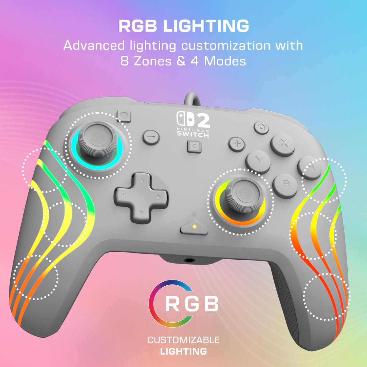 Turtle Beach Afterglow Wave Wired RGB Gaming Controller - Nintendo Switch 2, Hall-Effect Thumbsticks