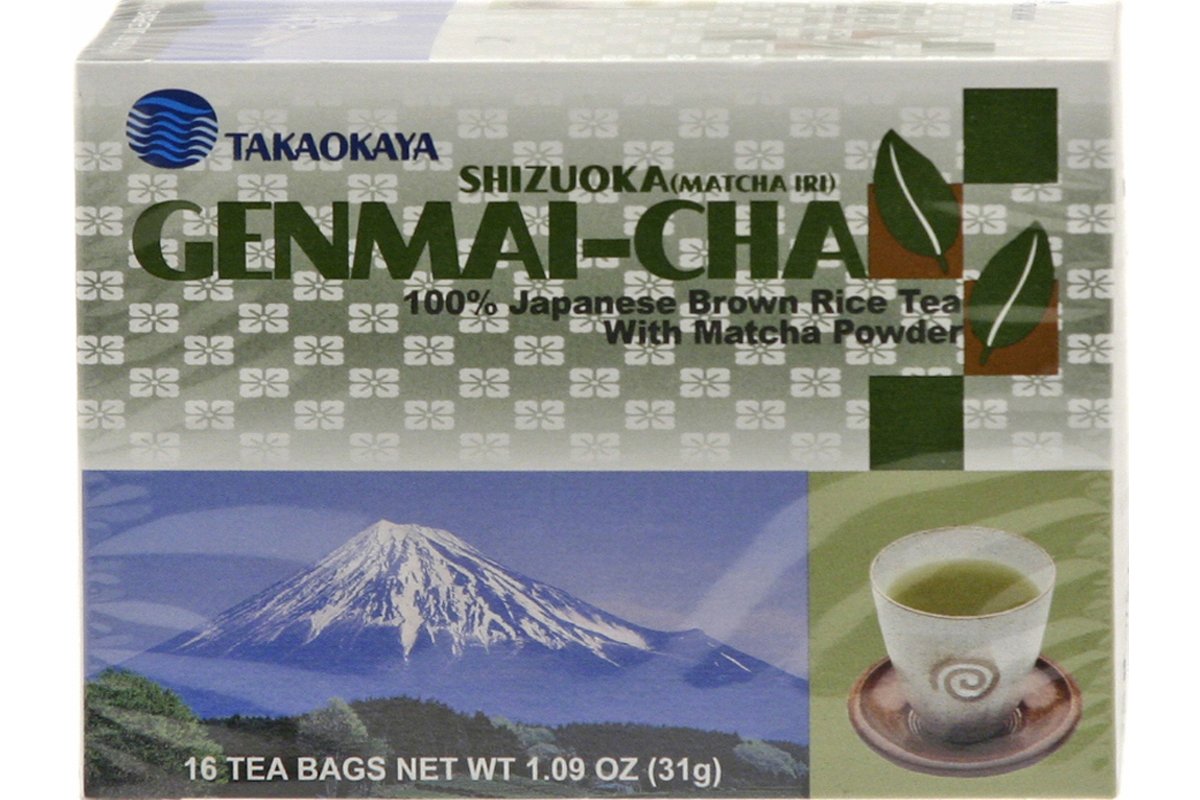 Takaokaya Genmaicha Teabags - Green Tea with Roasted Brown Rice | 16 Count | Low Caffeine 1