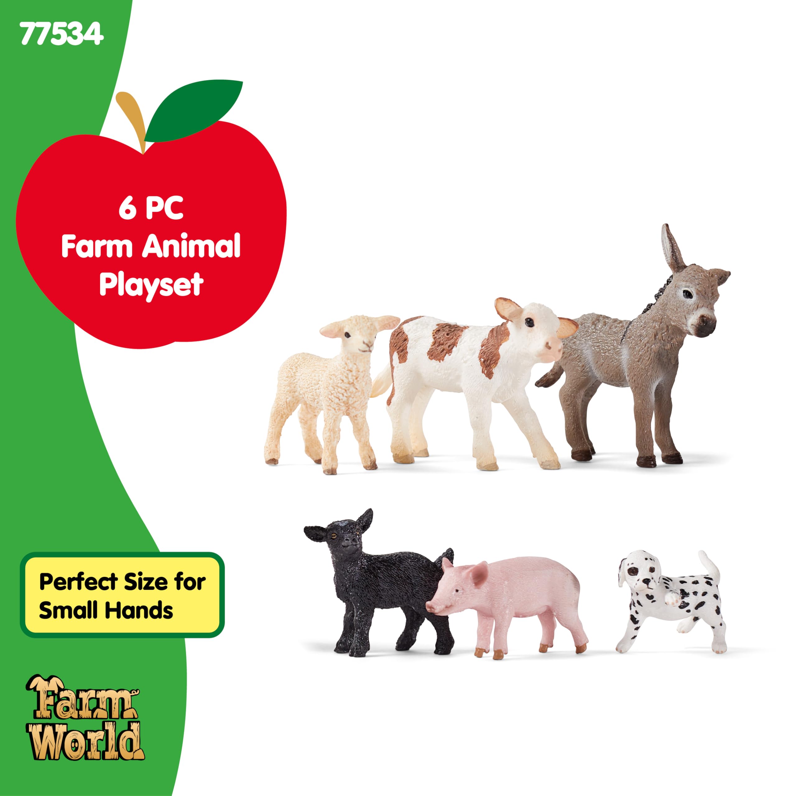 SCHLEICH Farm World - 6-Piece Baby Farm Animal Playset with Puppy, Lamb, Goat, Pig, Donkey Foal & Calf 4
