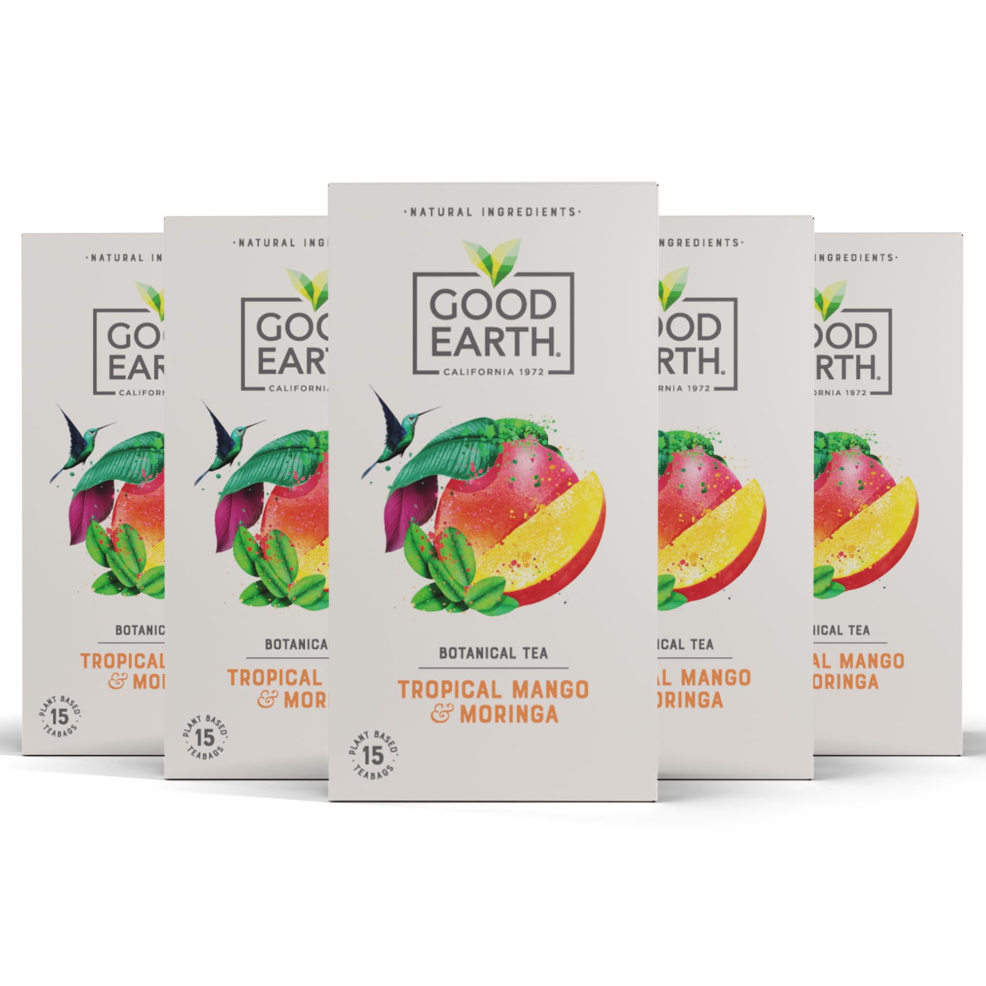 Good Earth Tea Co. Tropical Mango & Moringa Herbal Tea Bags - 15 Count (Pack of 5) 1