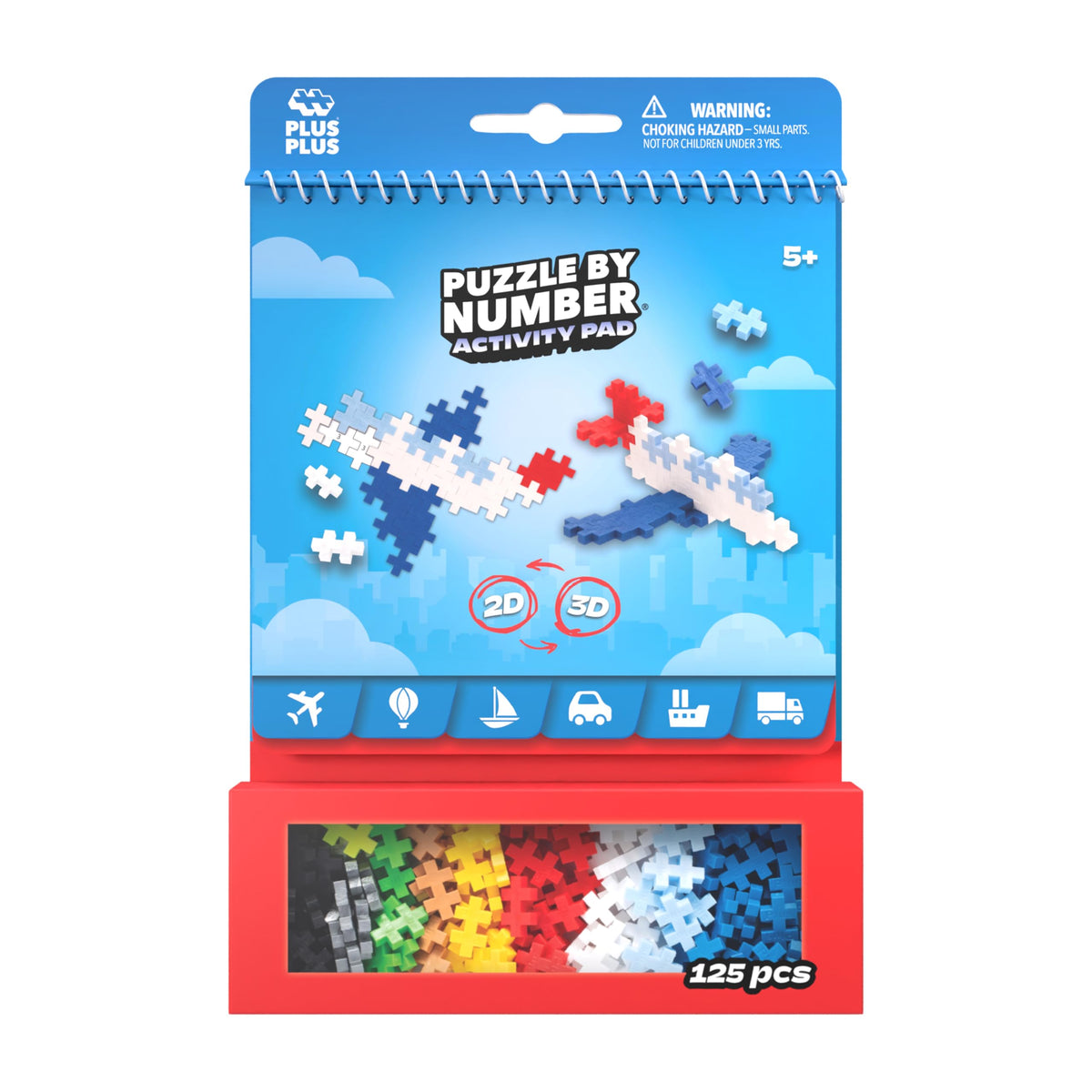 PLUS PLUS Activity Pad Vehicles 3D Puzzle - 125 Pieces | Ages 5-12 | Made in Denmark