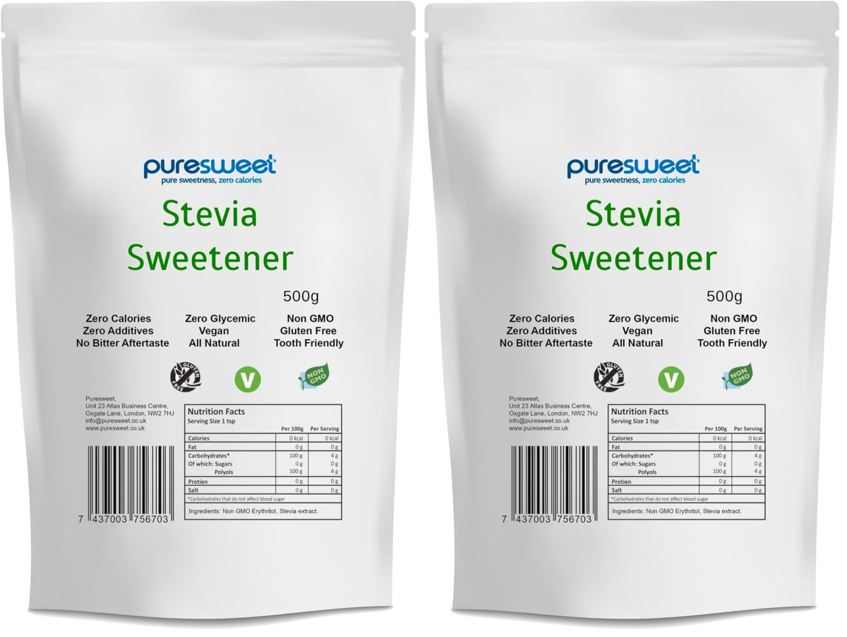 Puresweet Stevia Sweetener - Sugar Substitute, 2 x 500 g