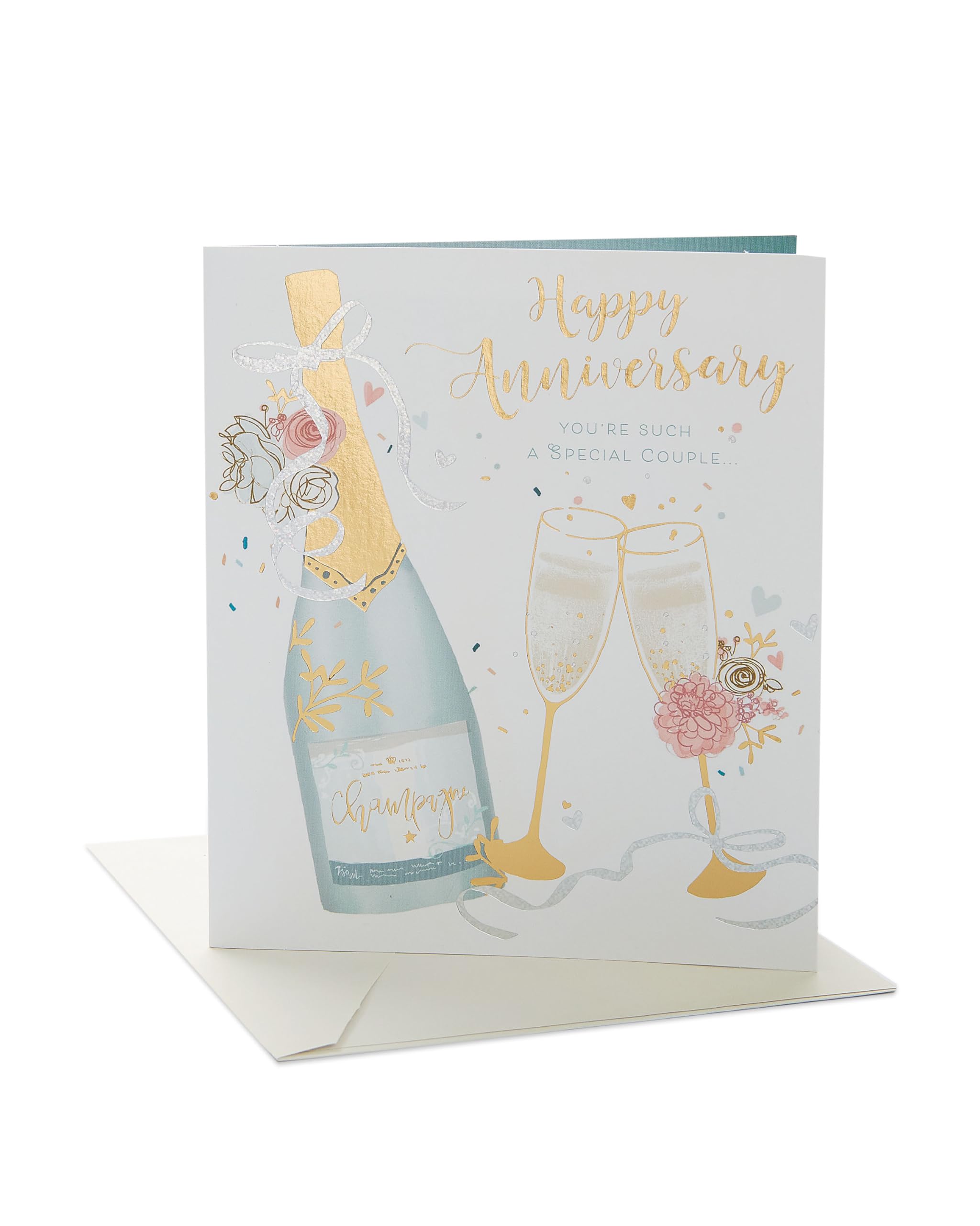 UK Greetings Anniversary Card for Him/Her/Friend - Champagne & Flutes Design | 165 x 190 mm
