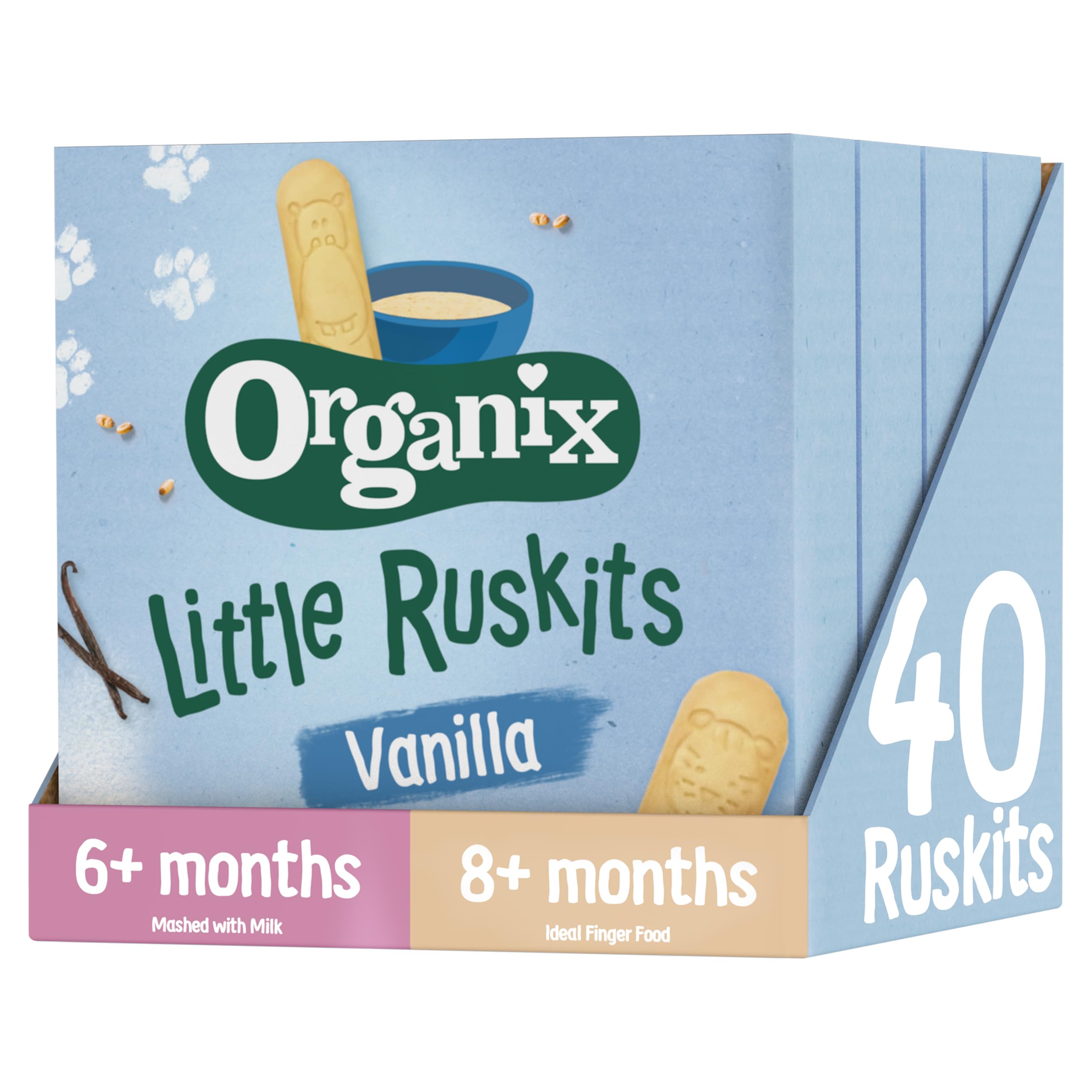 Organix Vanilla Organic Little Ruskits - Baby Snack for 6+ Months, 10 x 60g Ruskits (4 Boxes) 1