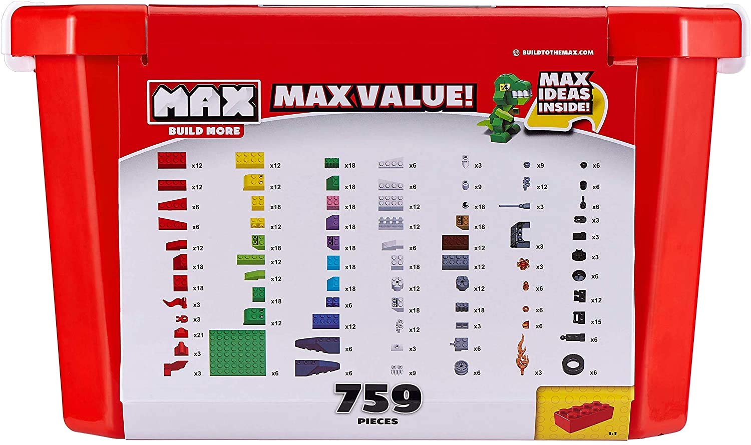 ZURU MAX Build More Building Bricks Value Set - 759 Pieces for Endless Creations