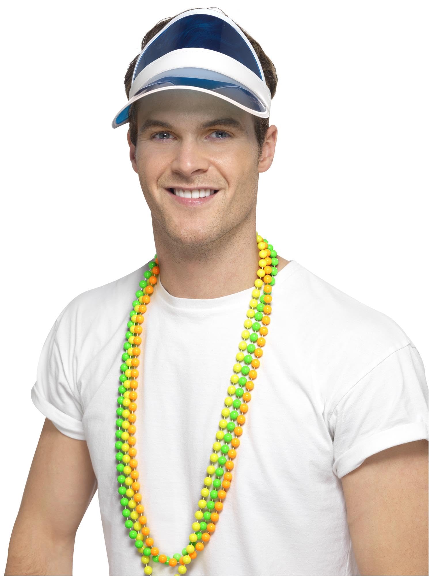 Smiffys 80s Sun Visor Blue - 1980s Fancy Dress Hat for Adults 2