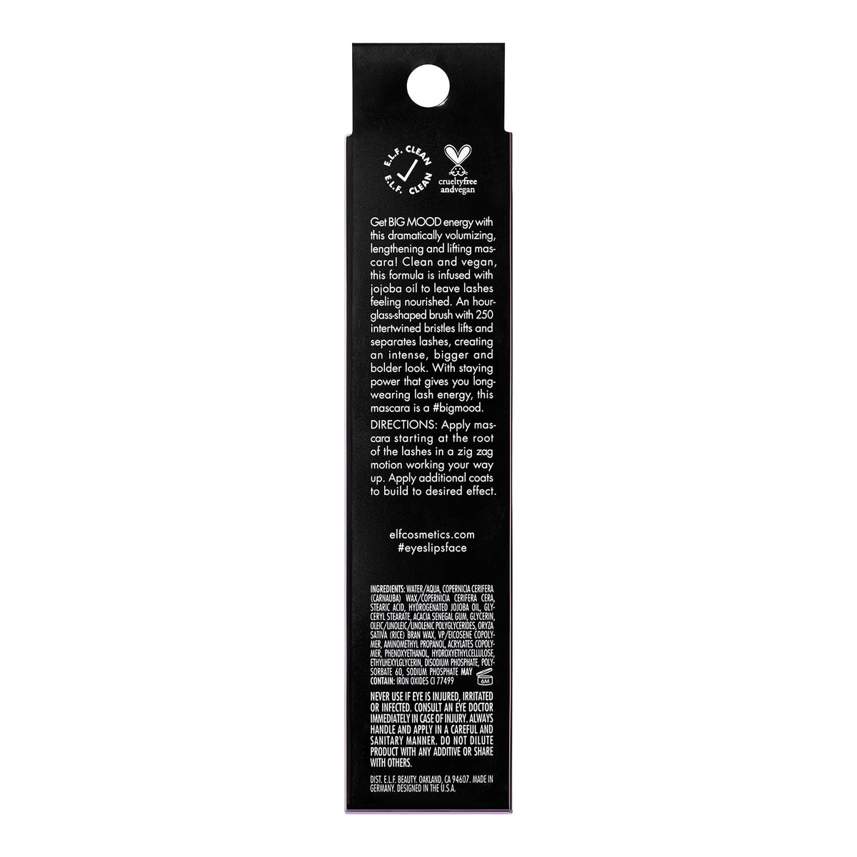 e.l.f. Cosmetics Big Mood Mega Volume & Lifting Mascara - Bold Volume, Lifted Lashes, Smudge-Proof