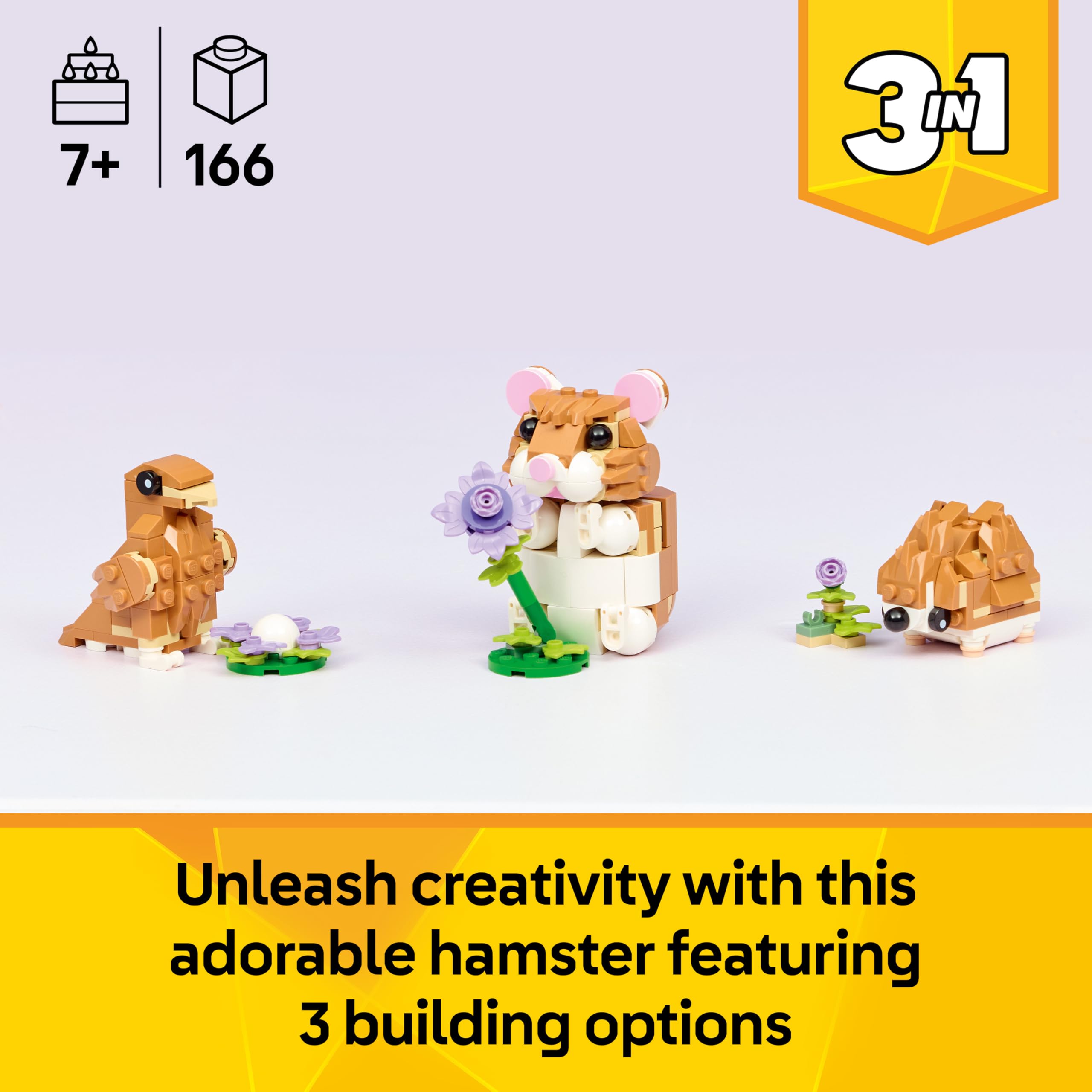 LEGO Creator 3in1 Cute Hamster with a Flower 31376 | Ages 7+ 2