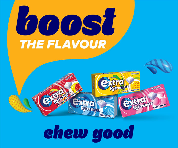 Extra - Refreshers Sugarfree Chewing Gum, Tropical Flavour (90g Bottle)