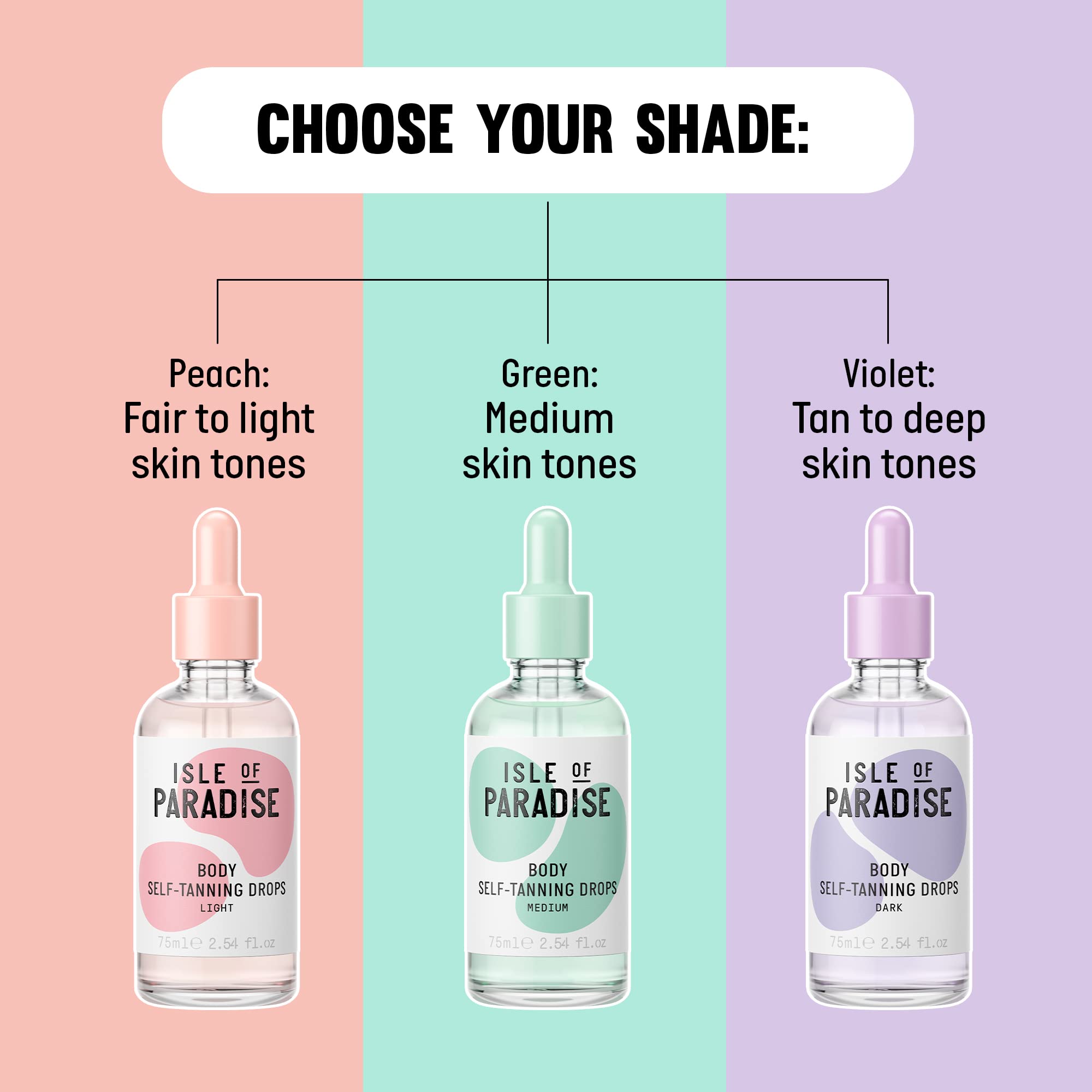 Isle of Paradise Self-Tanning Body Drops - Violet, Dark Skin Tones, 75ml 4