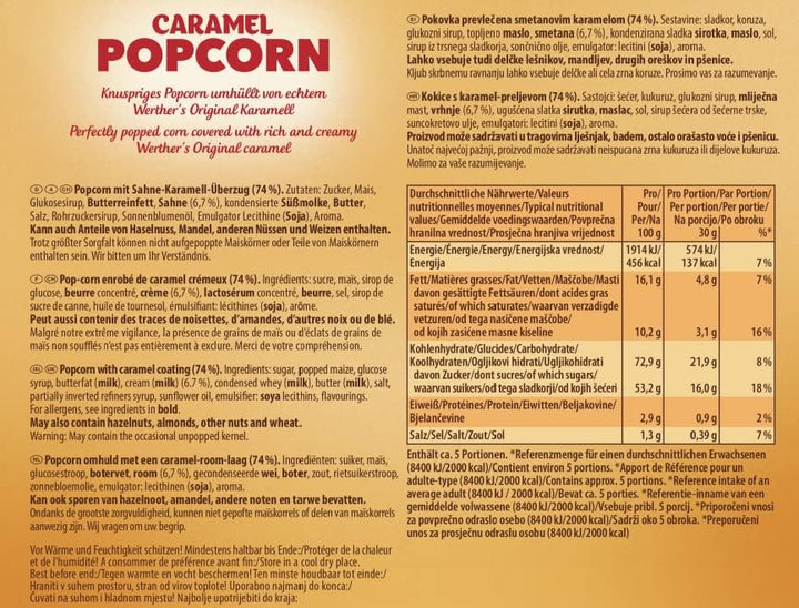Werther's Original Caramel Popcorn Classic Caramel Flavour, 140g