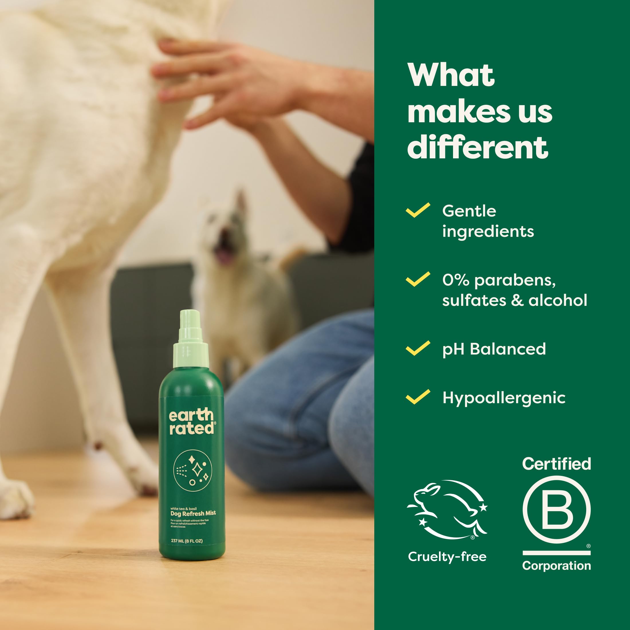 Earth Rated Dog Deodorizing Spray - White Tea & Basil Scent, Conditioning & Detangling | 8 oz 7