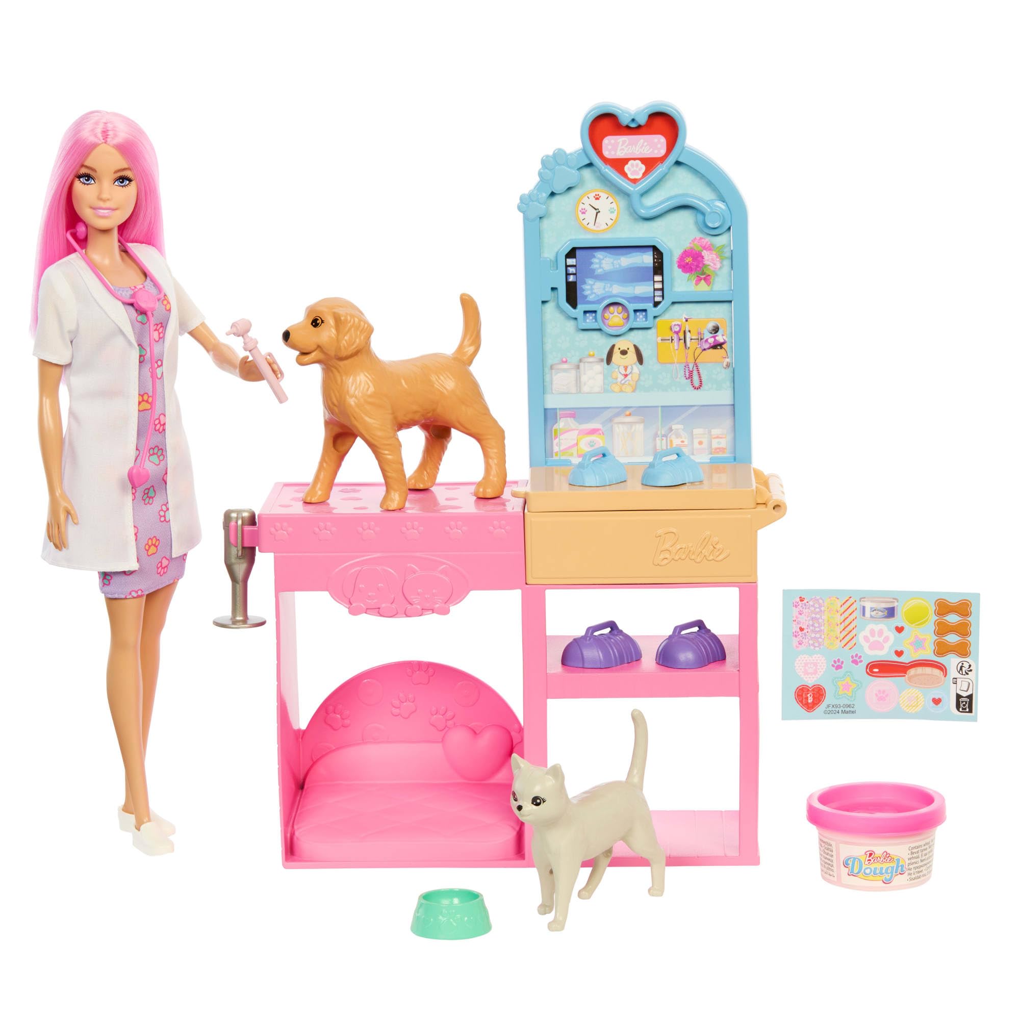 Barbie Fast Cast Veterinarian Clinic Playset with Pink Cast Maker | Ages 4+ | 10+ Pieces