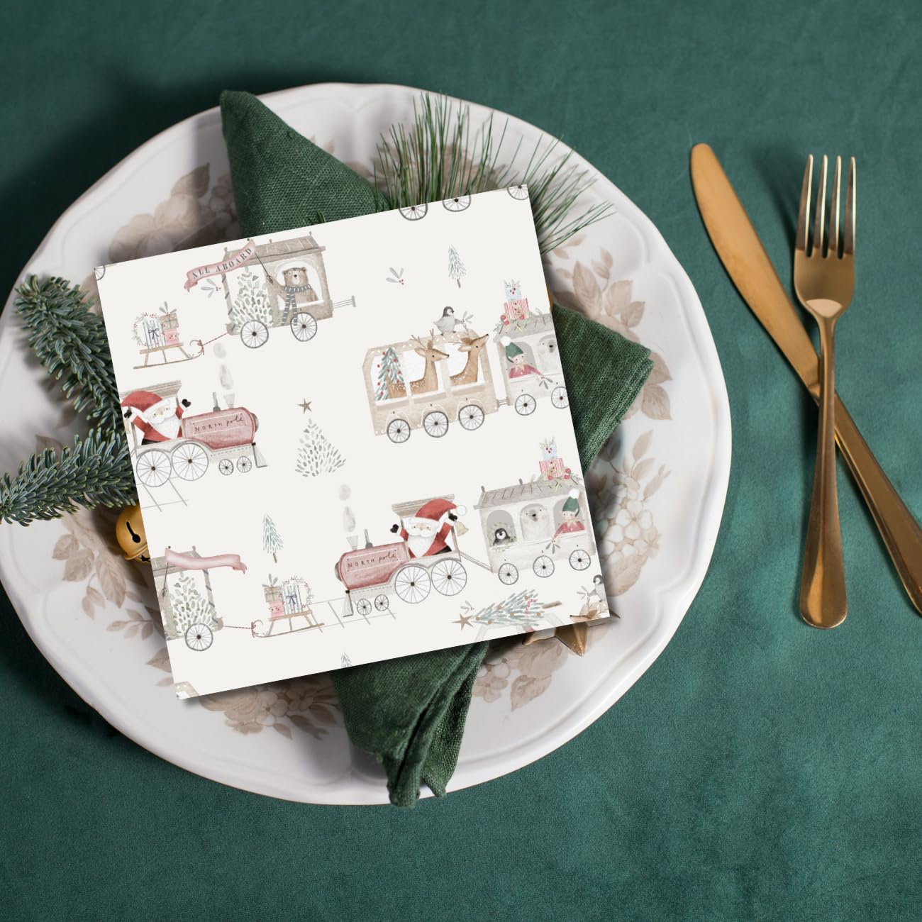 Glick Luxury Christmas Napkins - All Aboard Design | 3 Ply | Pack of 20 | 33 x 33 cm 3