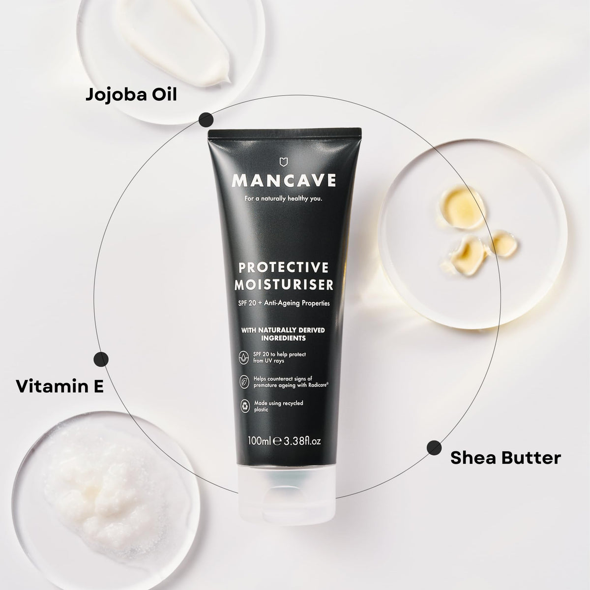 ManCave Anti-Ageing & SPF20 Moisturiser for Men - 100ml | Hydrating | Broad Spectrum Sun Protection 4